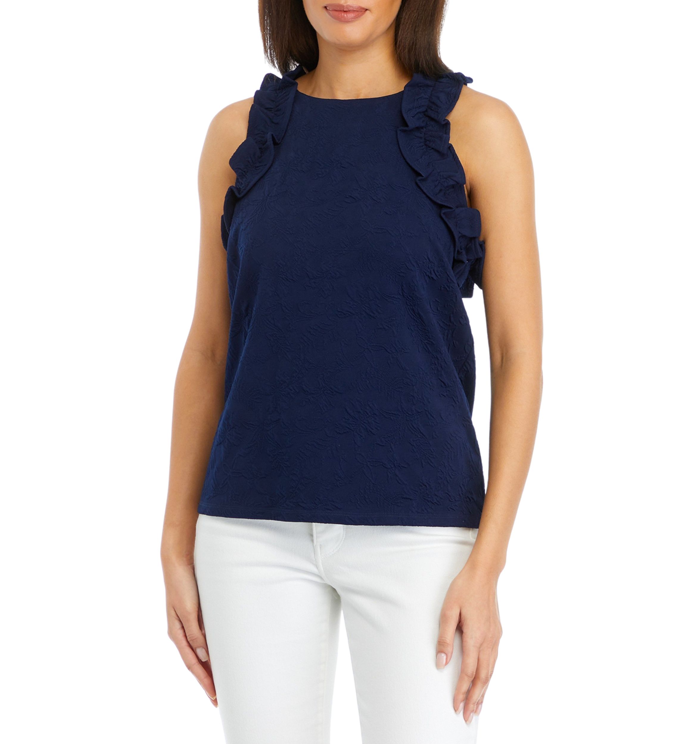 Womens Ruffle Accented Top