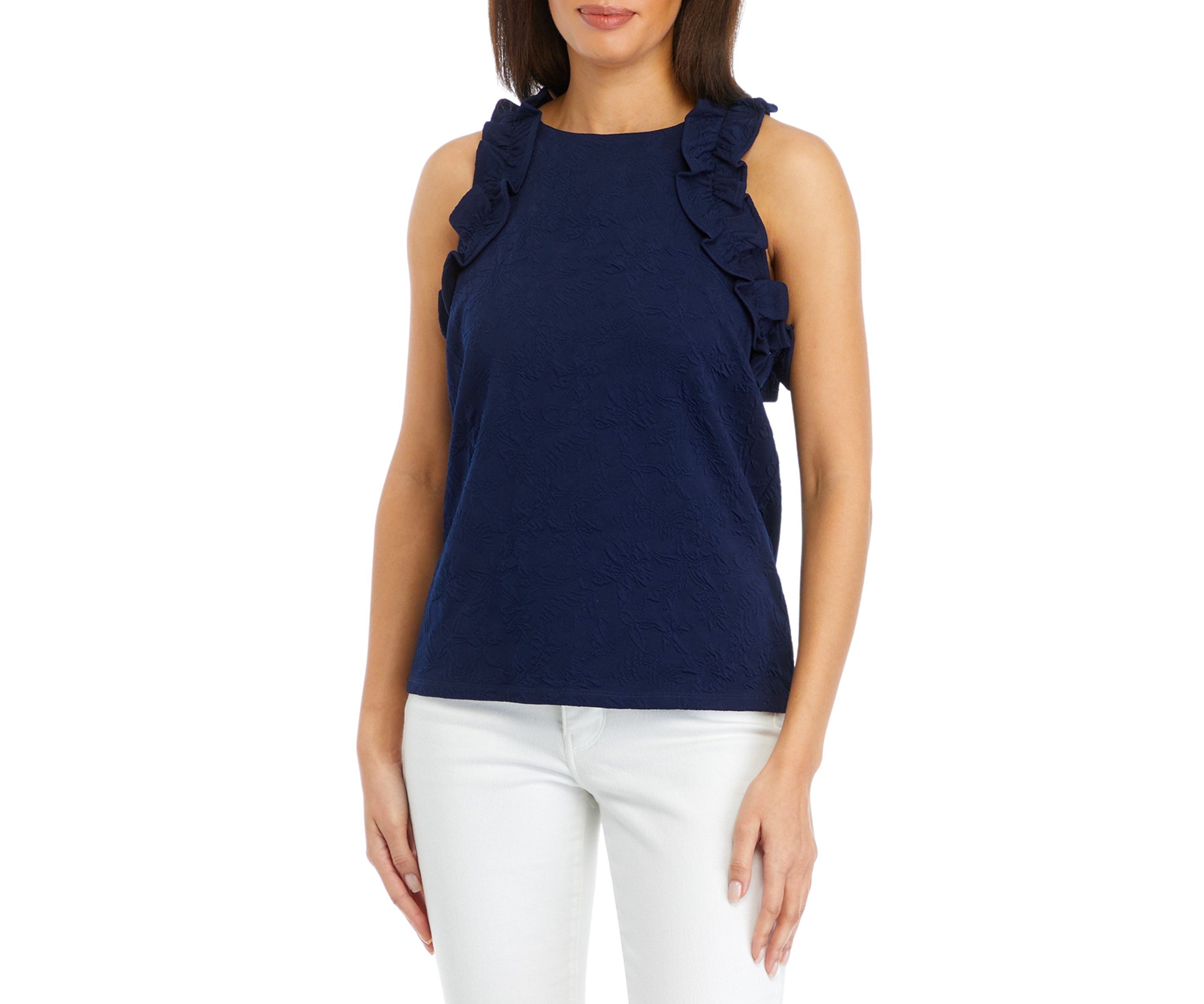 Womens Ruffle Accented Top