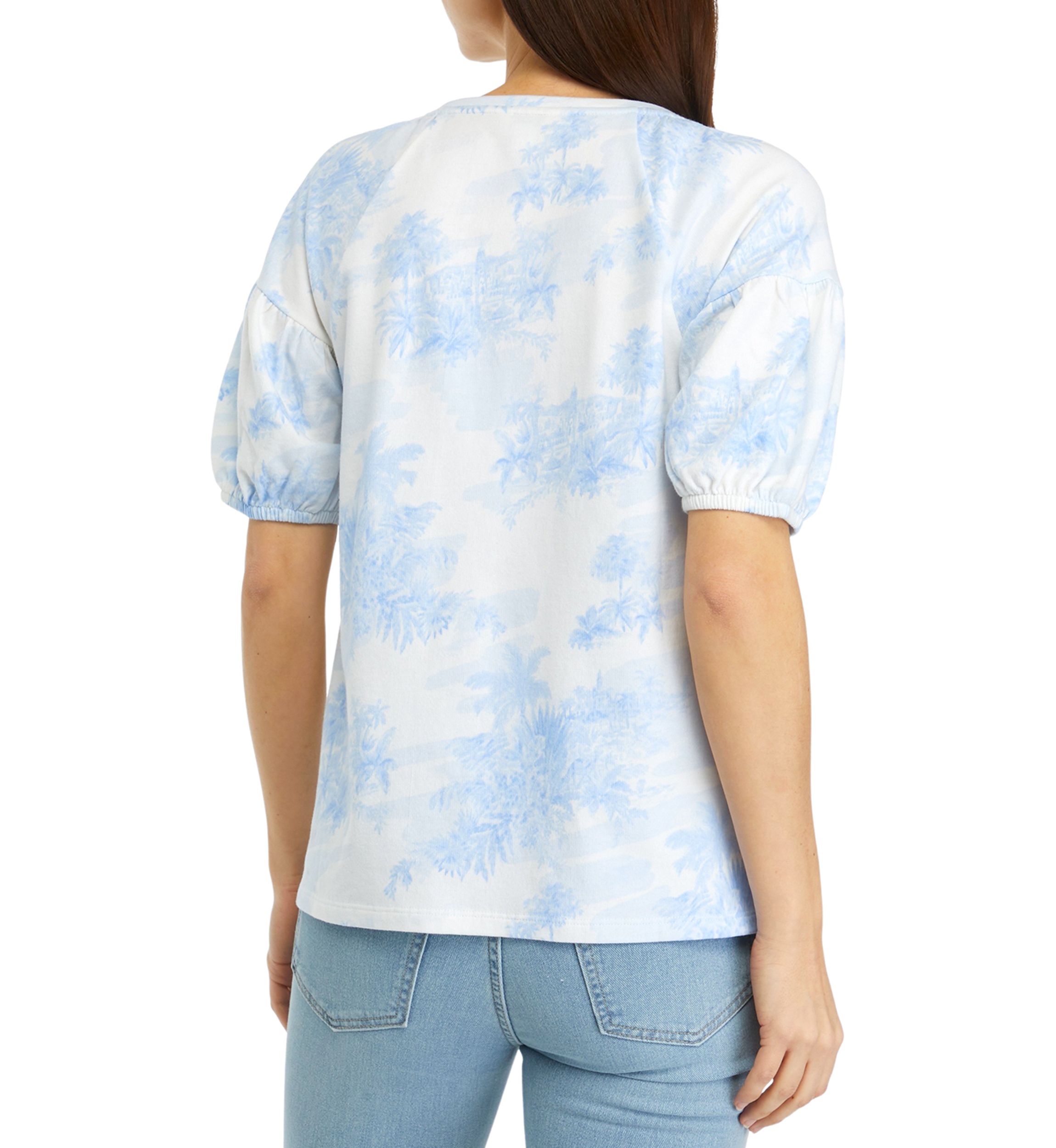 Womens Printed Puff Sleeve Top