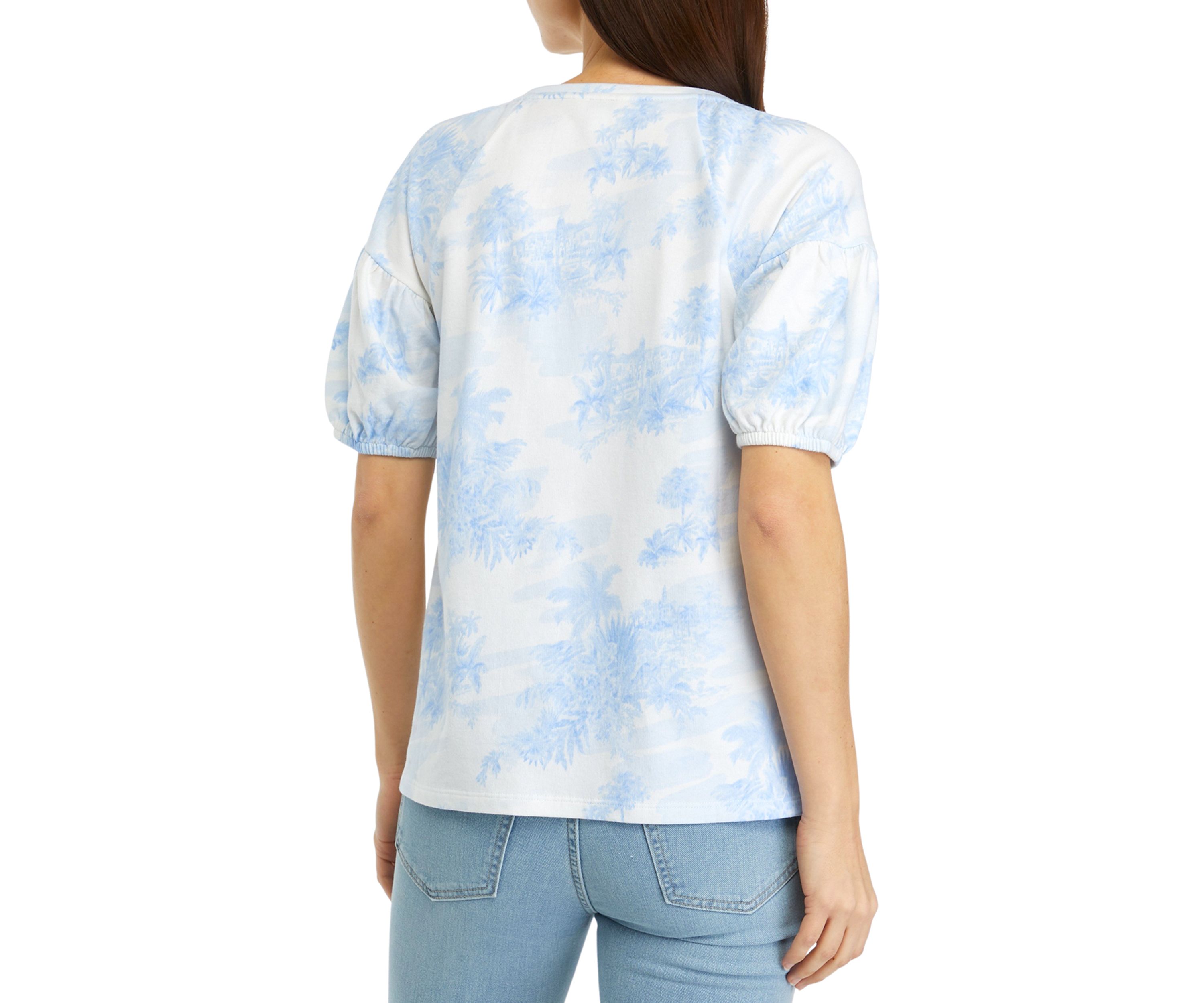 Womens Printed Puff Sleeve Top