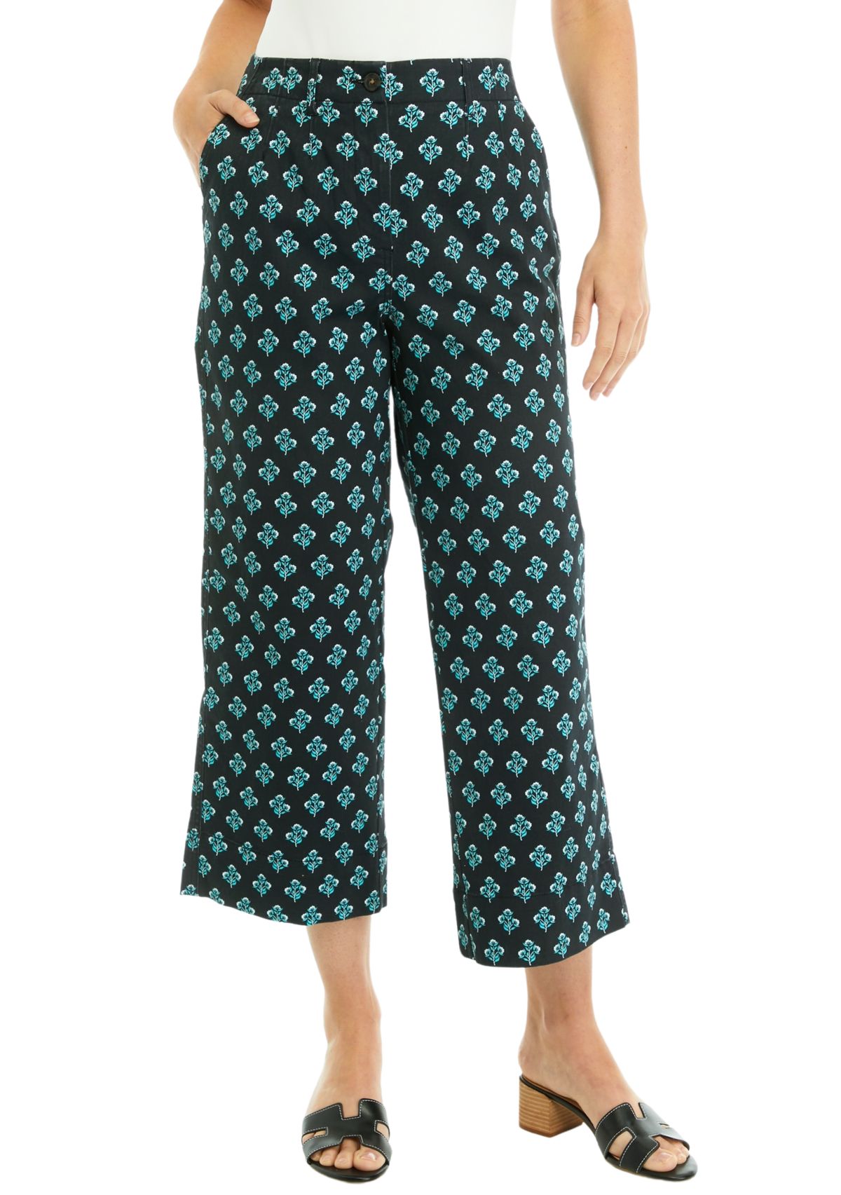 Womens Cropped Printed Chino Pants