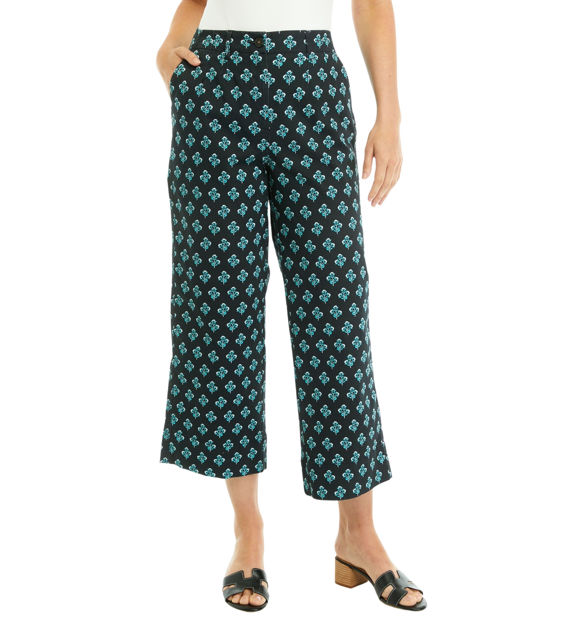 Womens Cropped Printed Chino Pants
