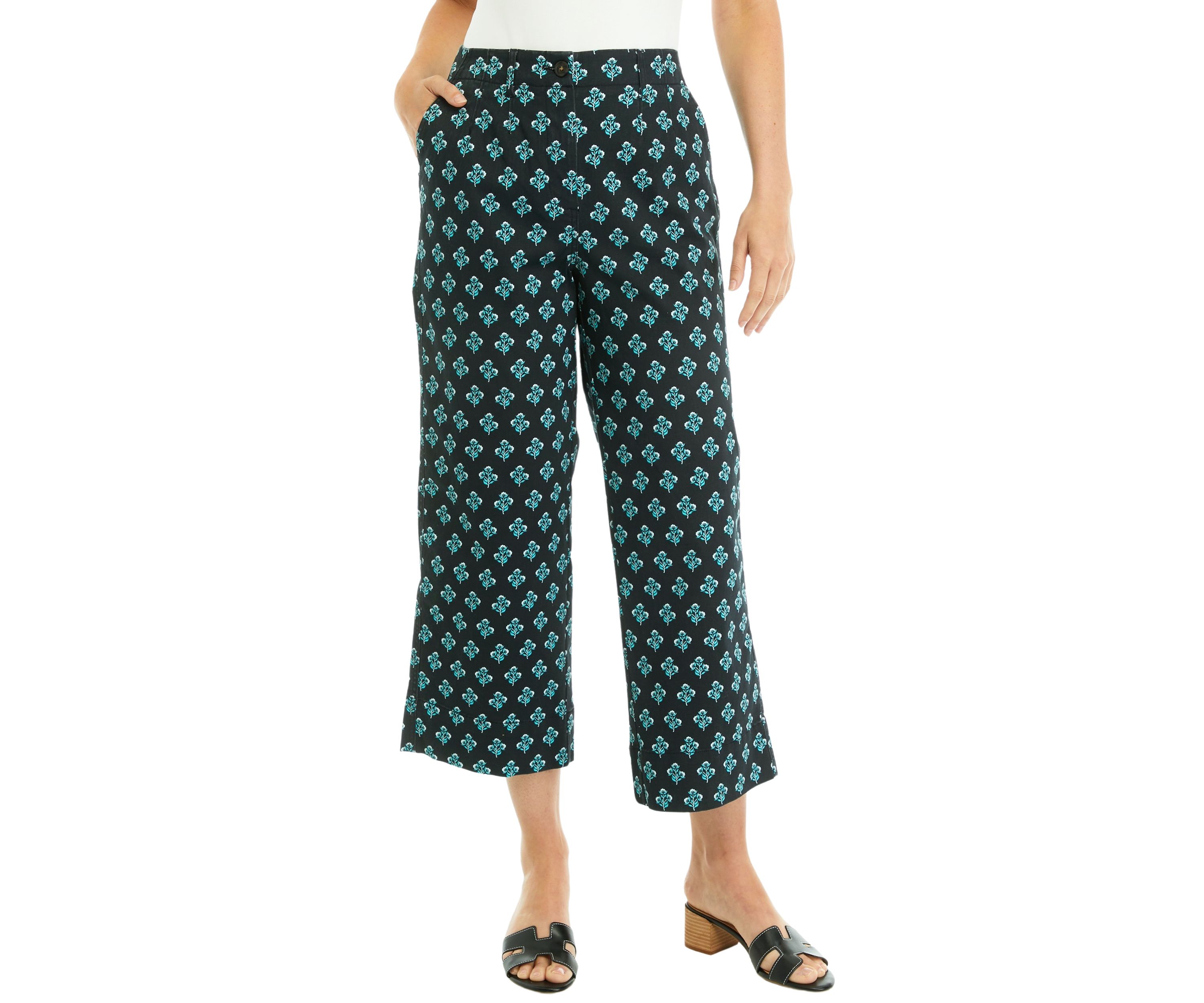 Womens Cropped Printed Chino Pants
