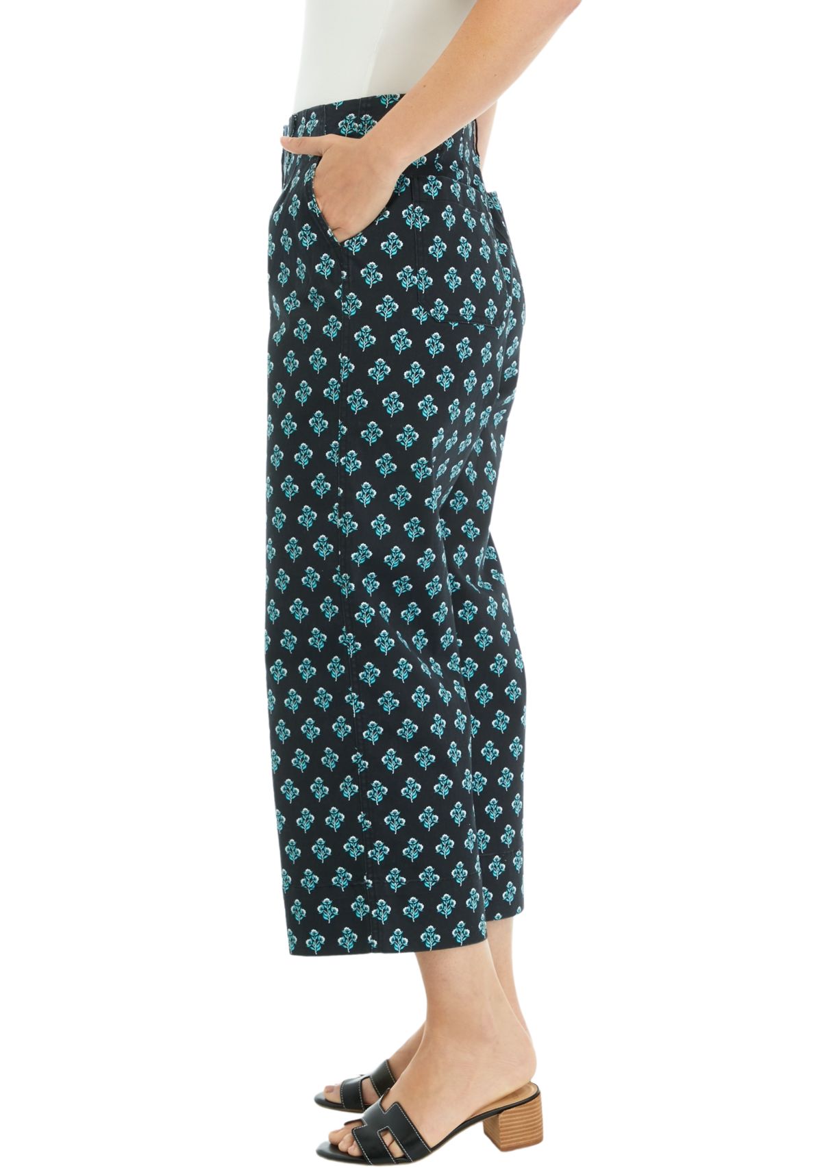 Womens Cropped Printed Chino Pants