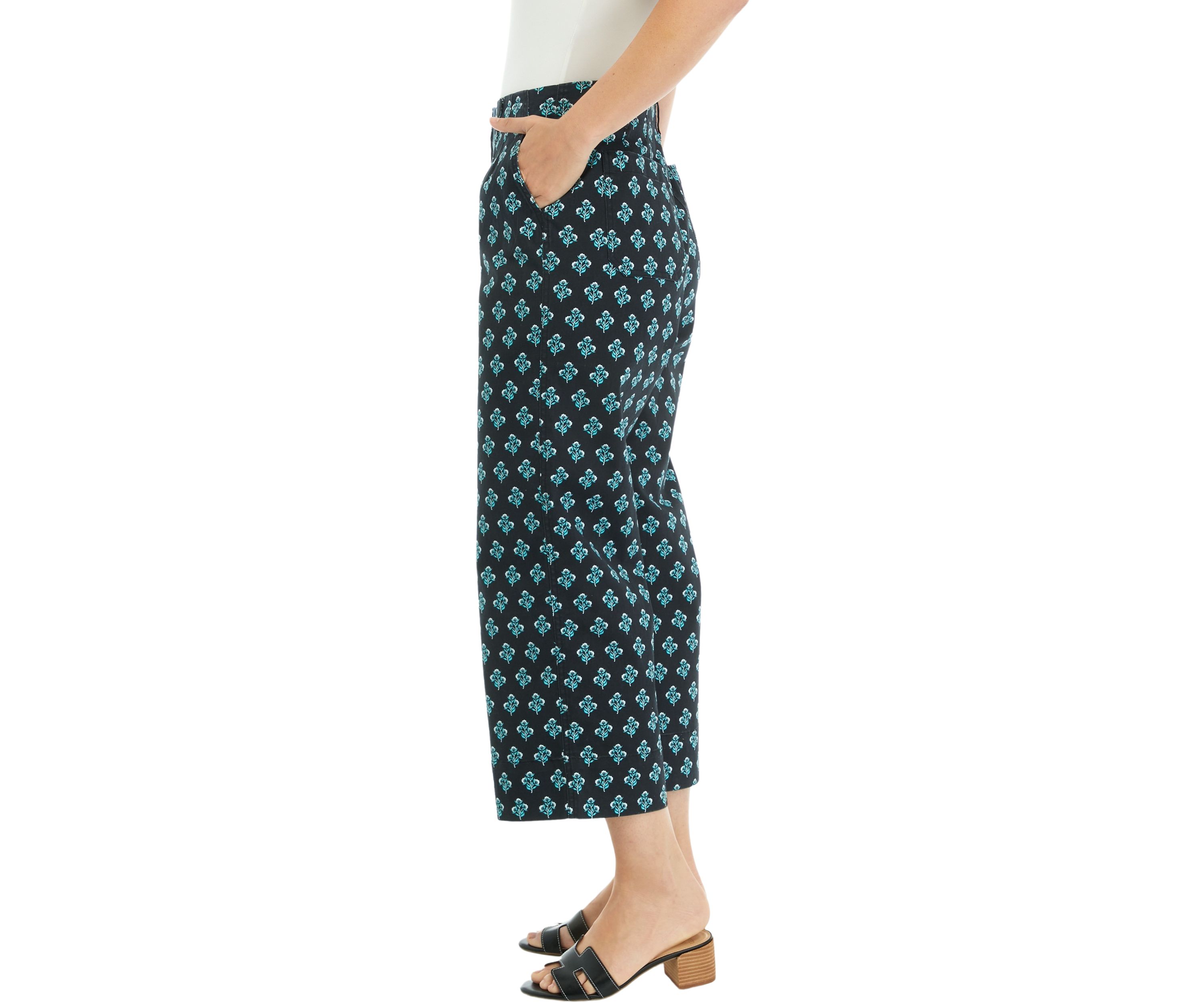 Womens Cropped Printed Chino Pants