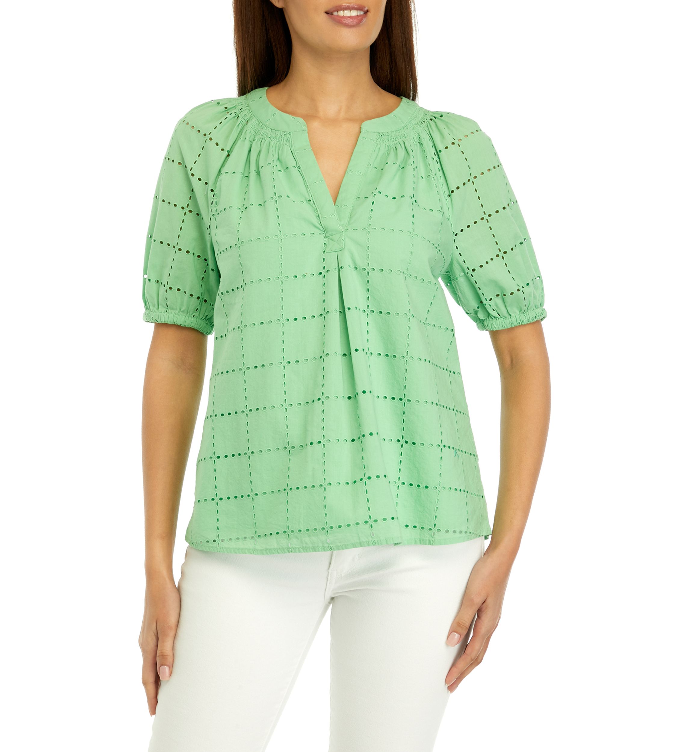 Womens Short Sleeve Peasant Top