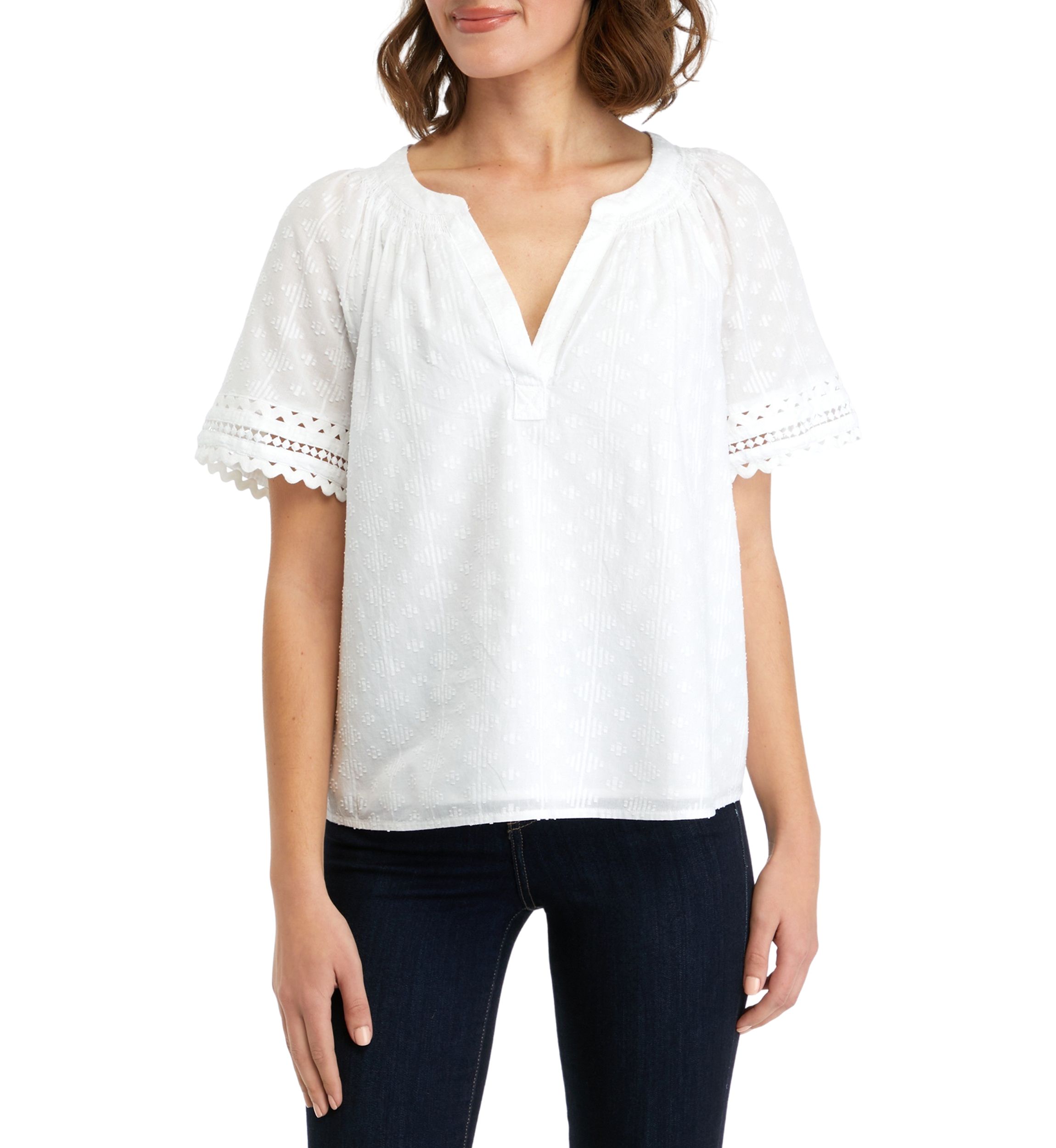 Womens Short Sleeve Ric Rac Top