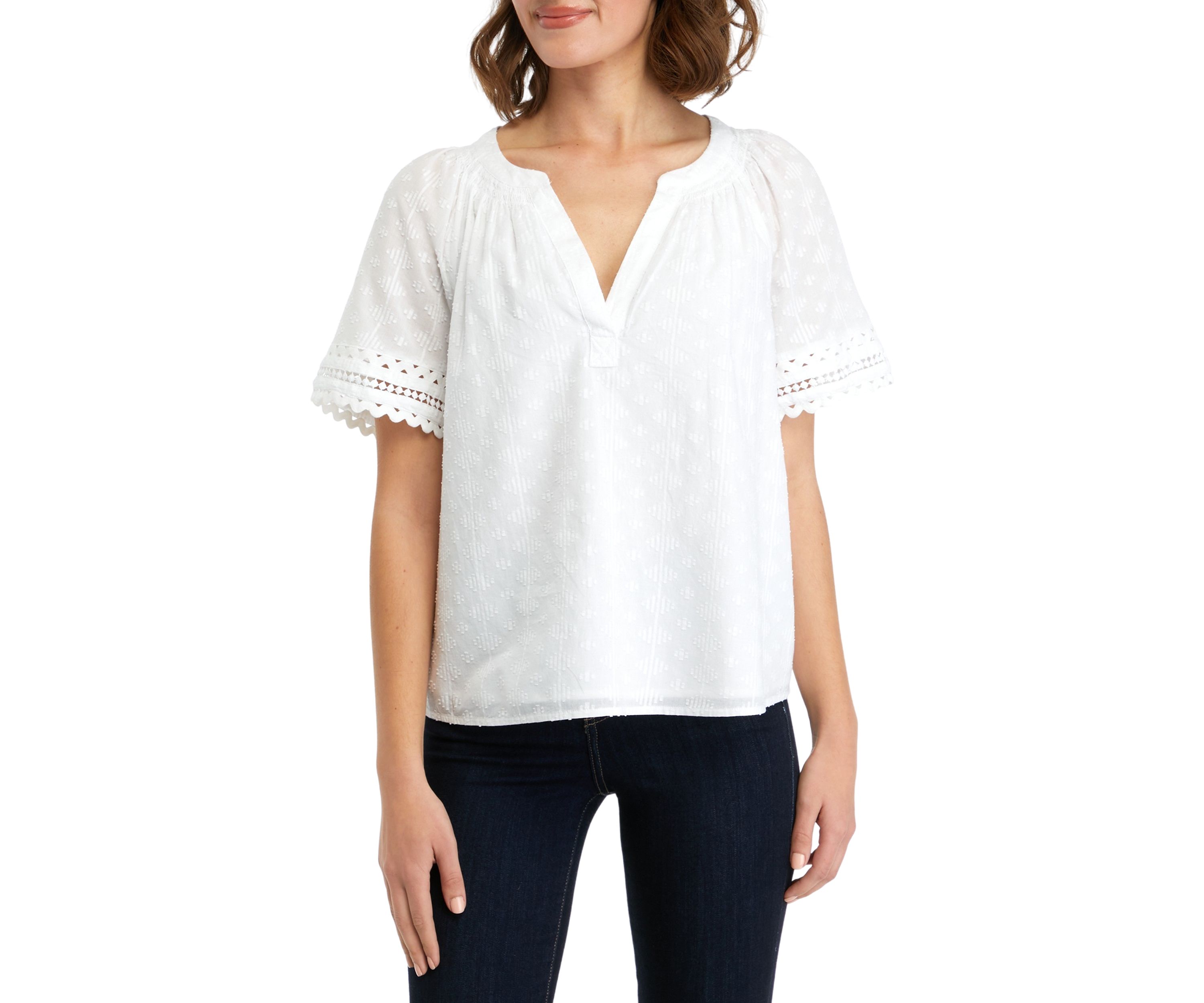 Womens Short Sleeve Ric Rac Top