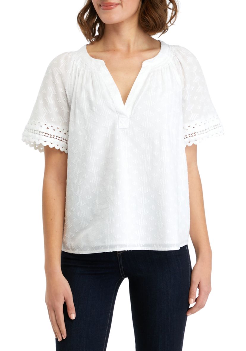 Womens Short Sleeve Ric Rac Top