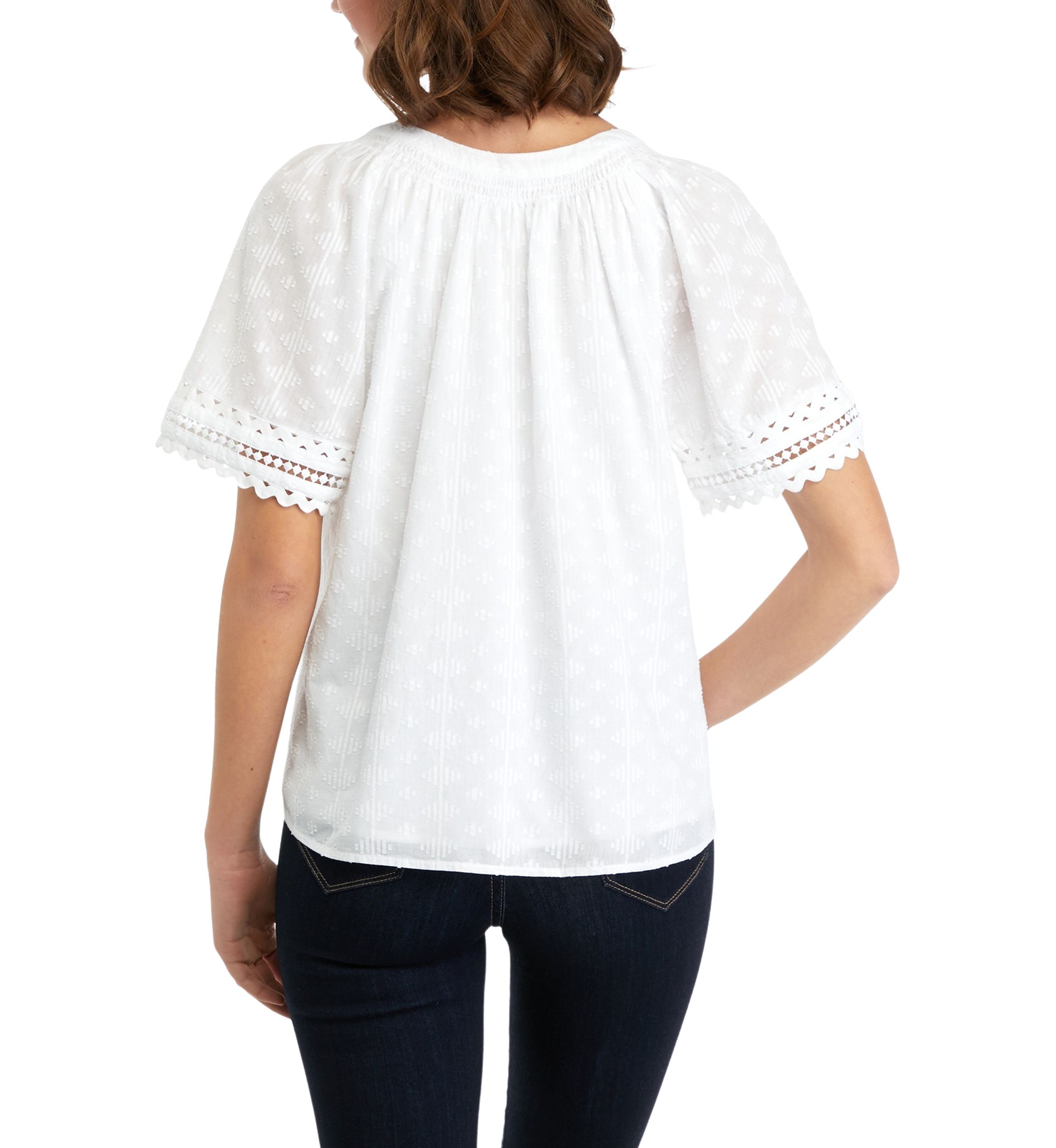 Womens Short Sleeve Ric Rac Top