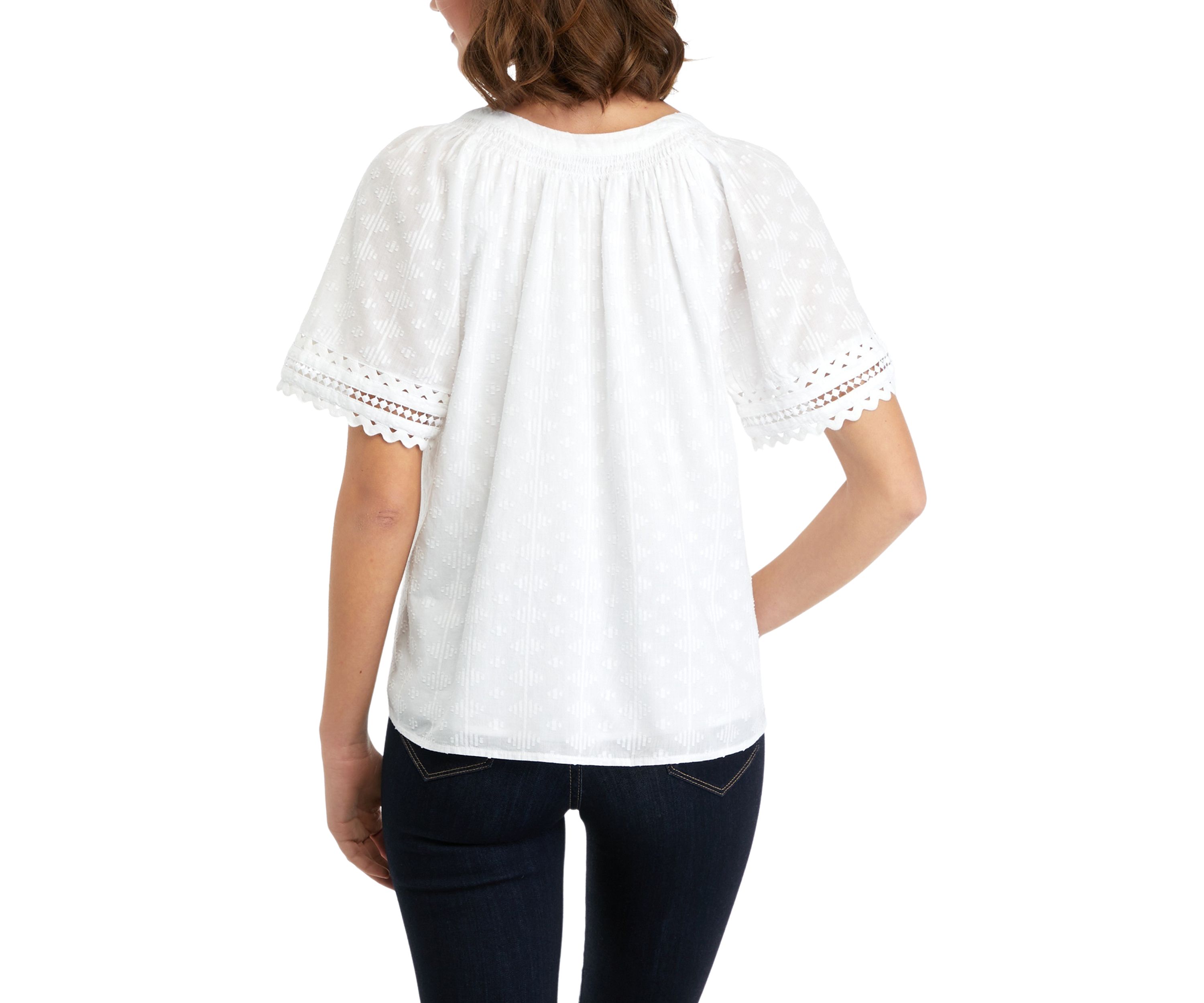 Womens Short Sleeve Ric Rac Top