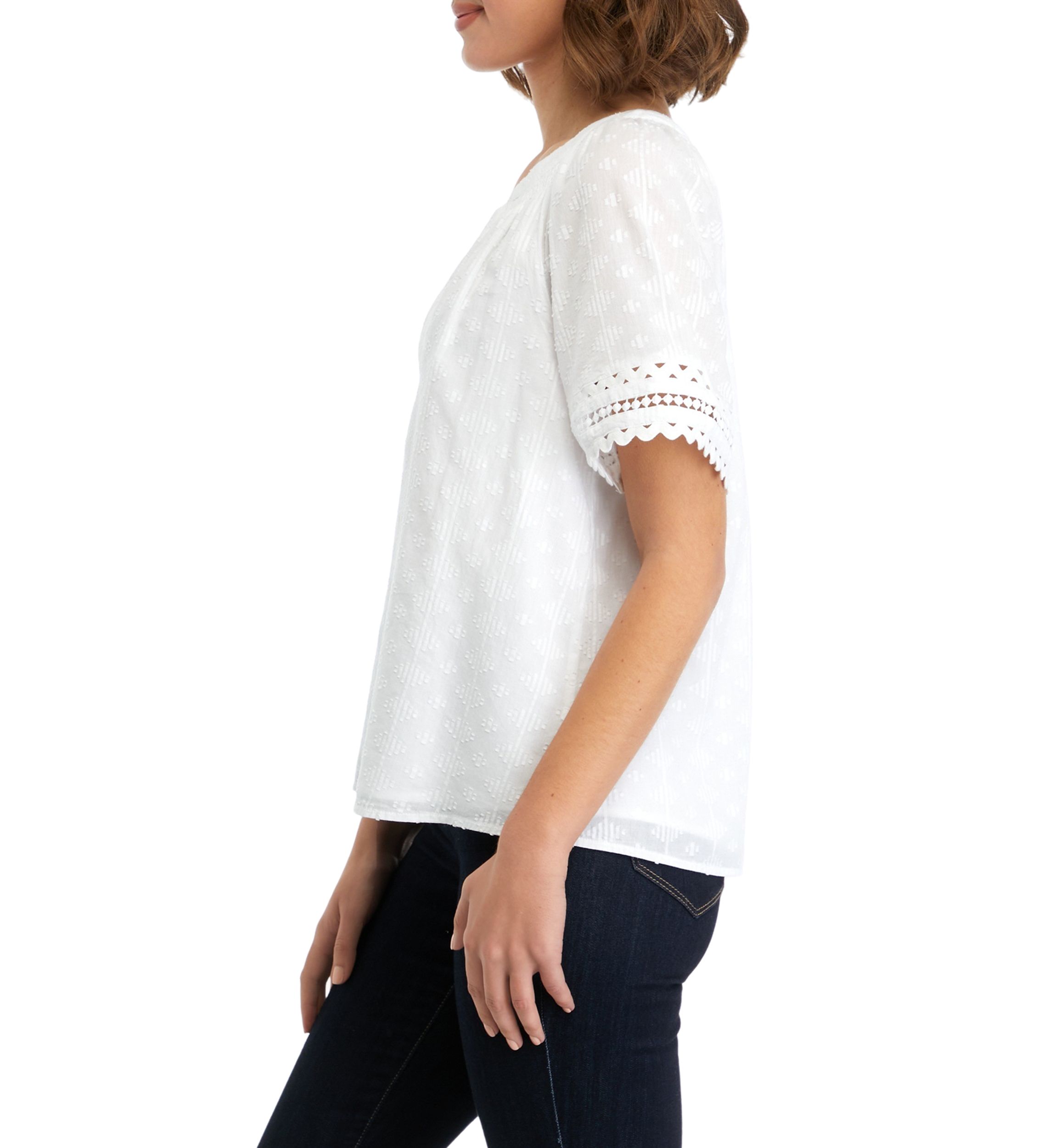 Womens Short Sleeve Ric Rac Top