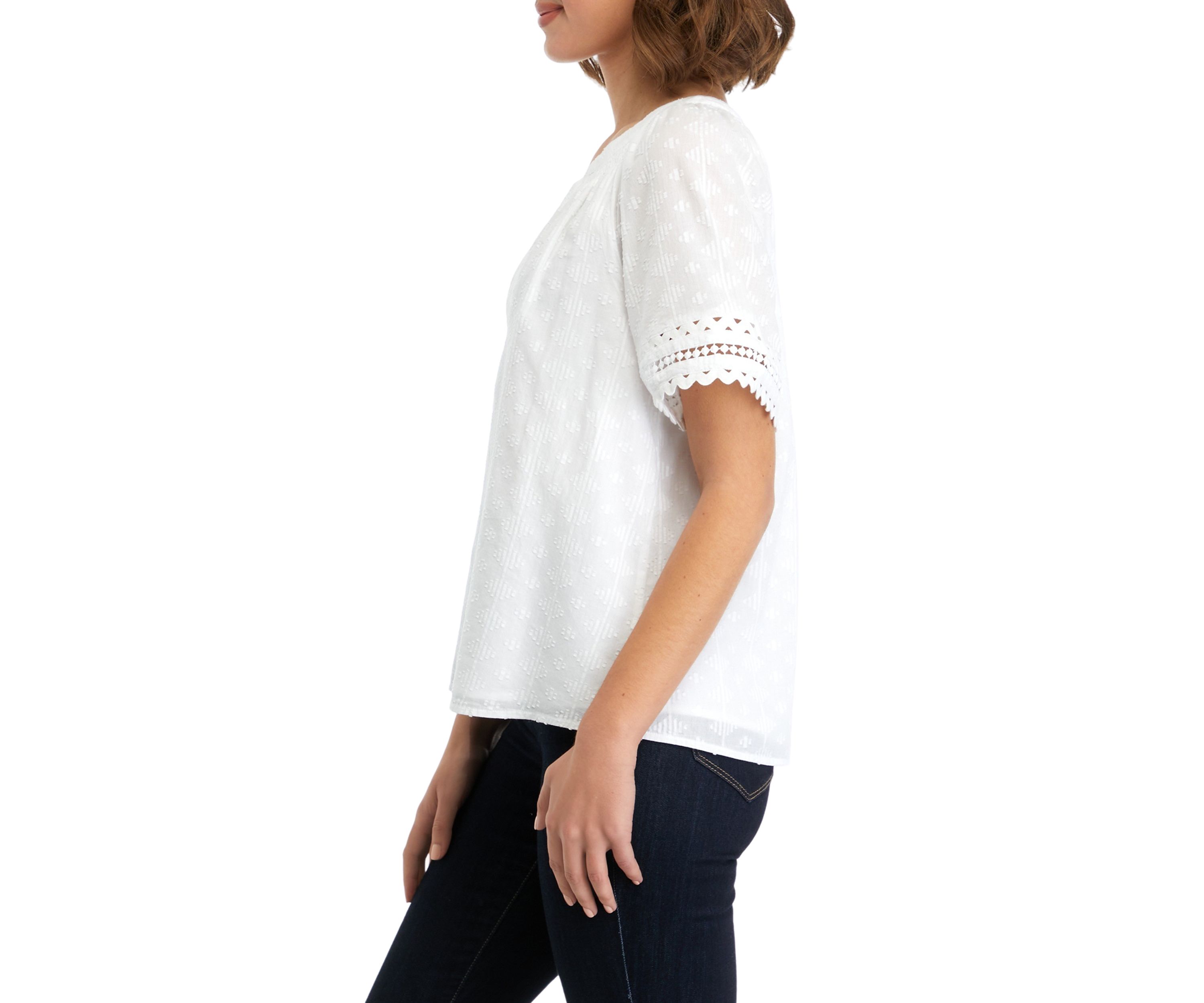 Womens Short Sleeve Ric Rac Top
