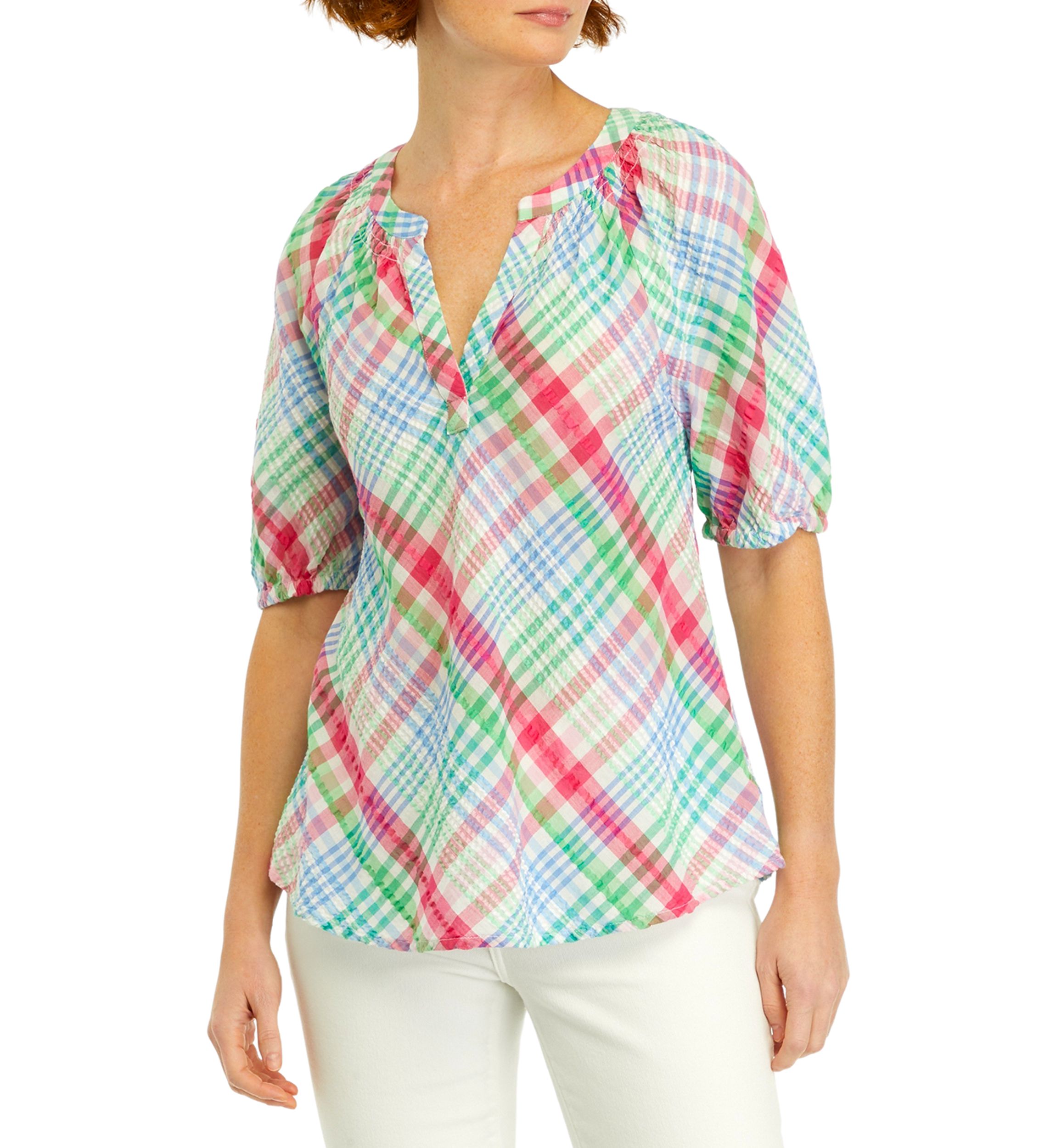 Womens Printed Peasant Top