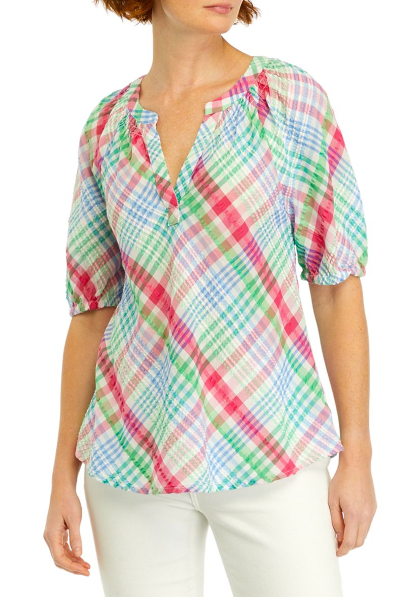 Womens Printed Peasant Top