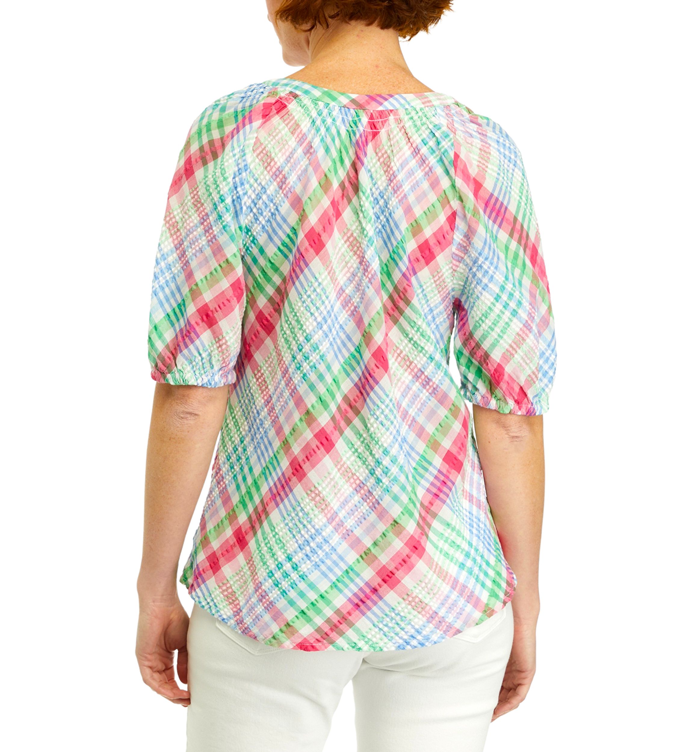 Womens Printed Peasant Top