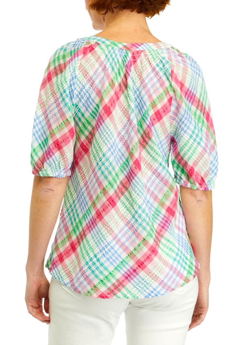 Womens Printed Peasant Top