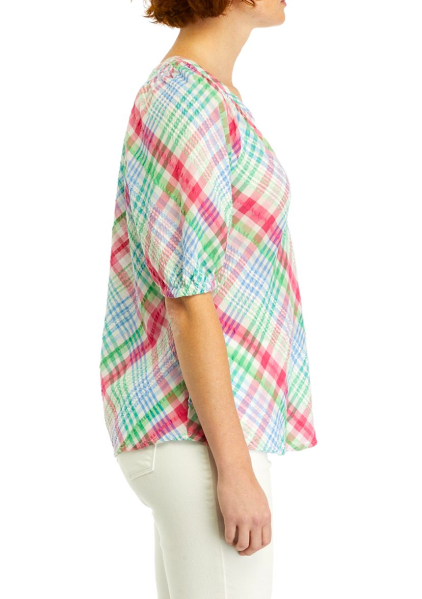 Womens Printed Peasant Top