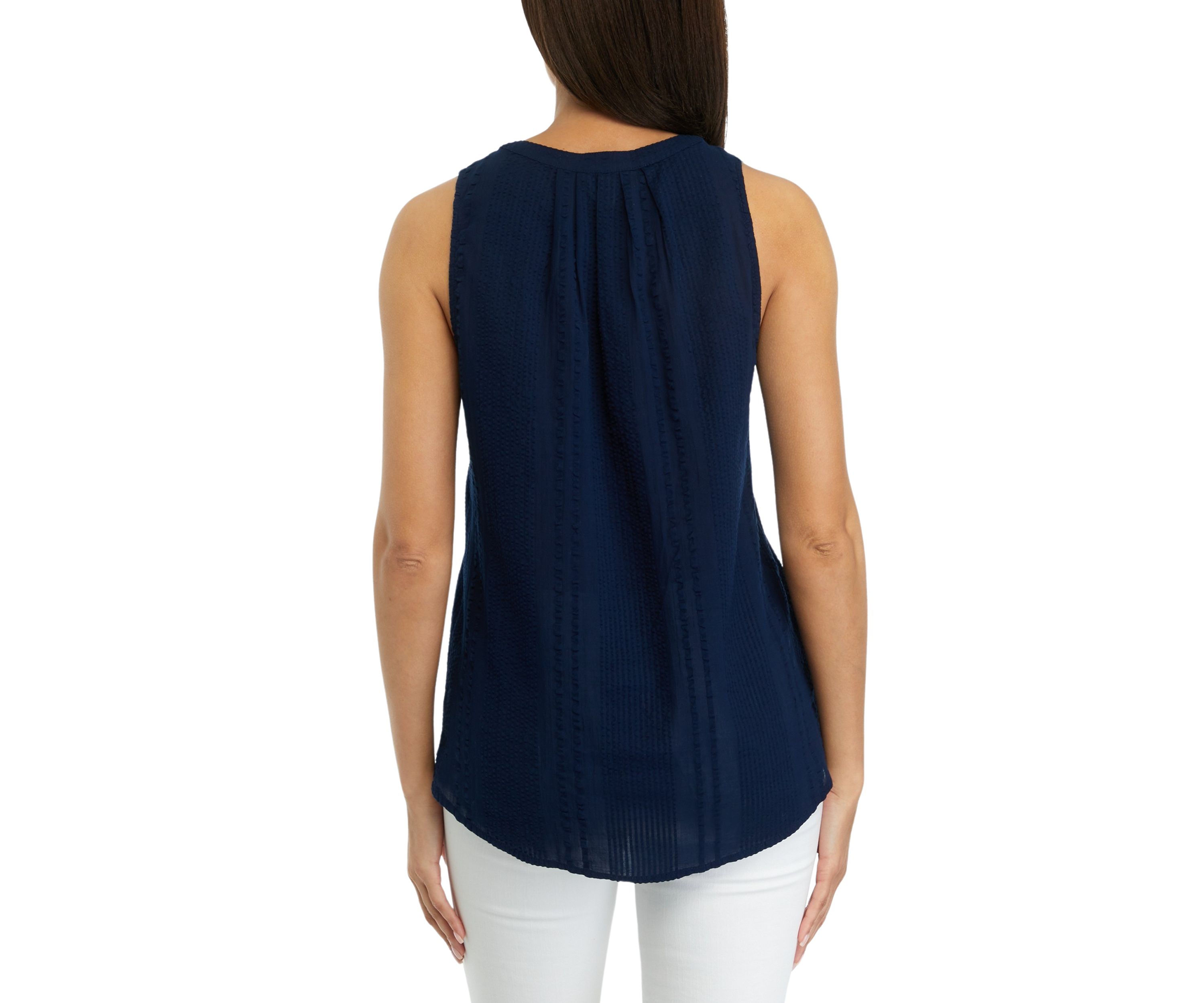 Womens Sleeveless Solid Peasant Top
