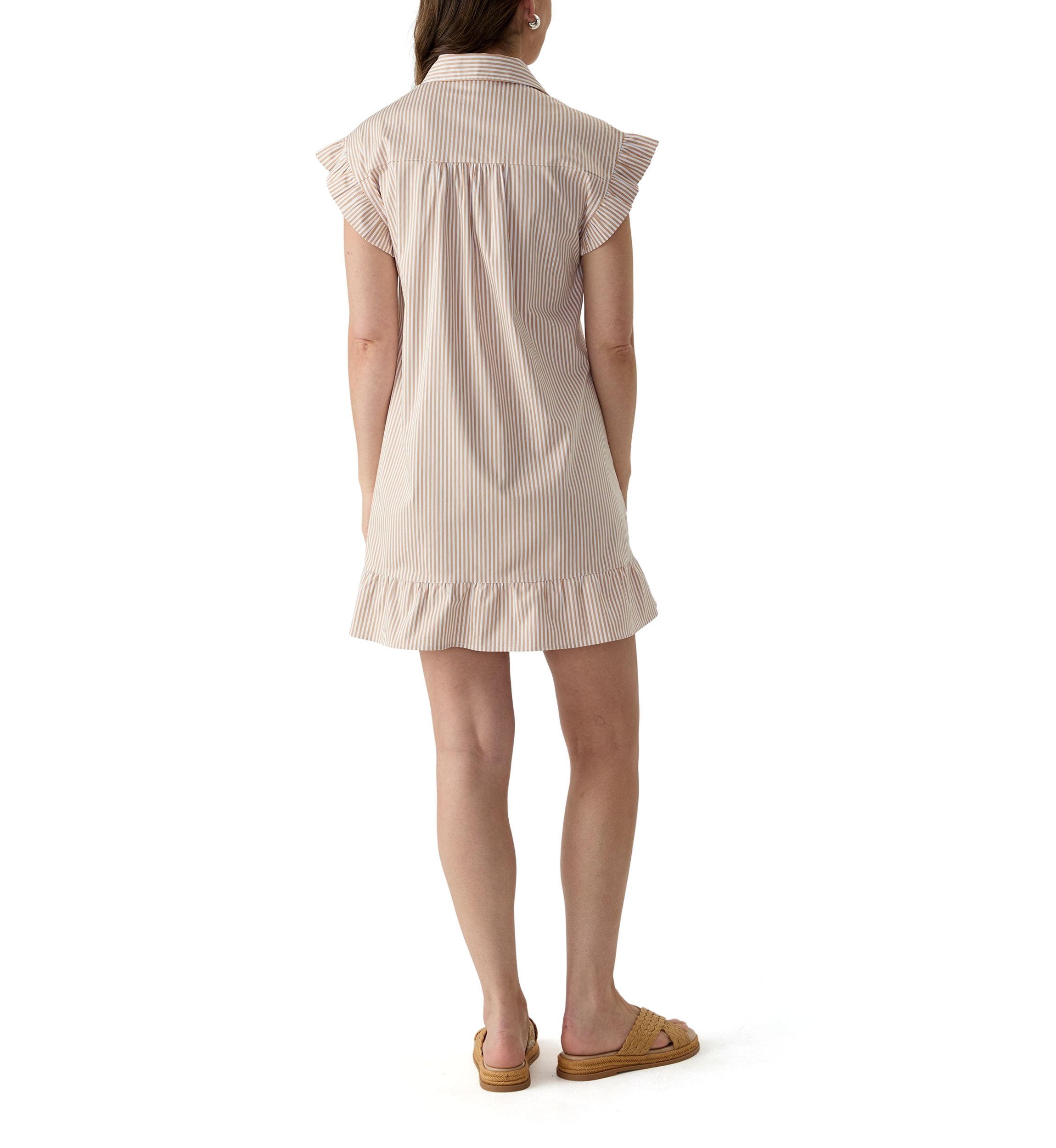 Womens Short Sleeve Yarn Dyed Peplum Dress