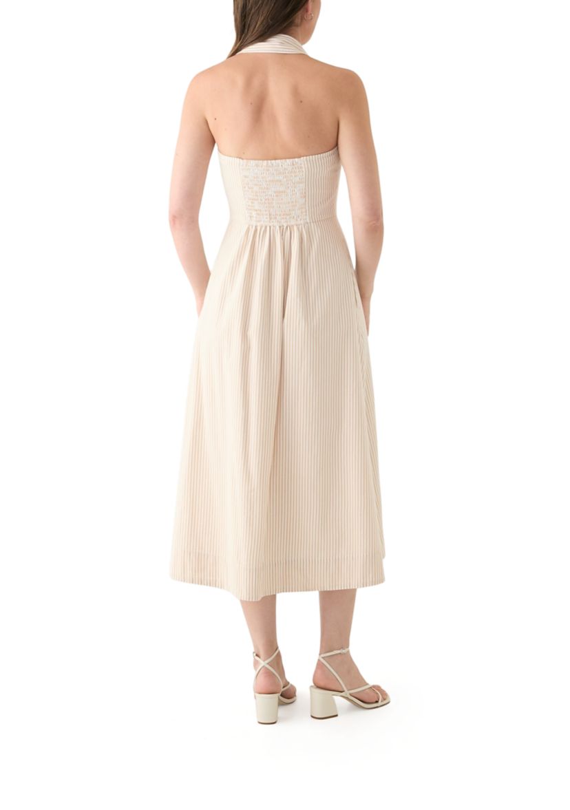 Womens Sleeveless Halter Yarn Dyed Shirtdress