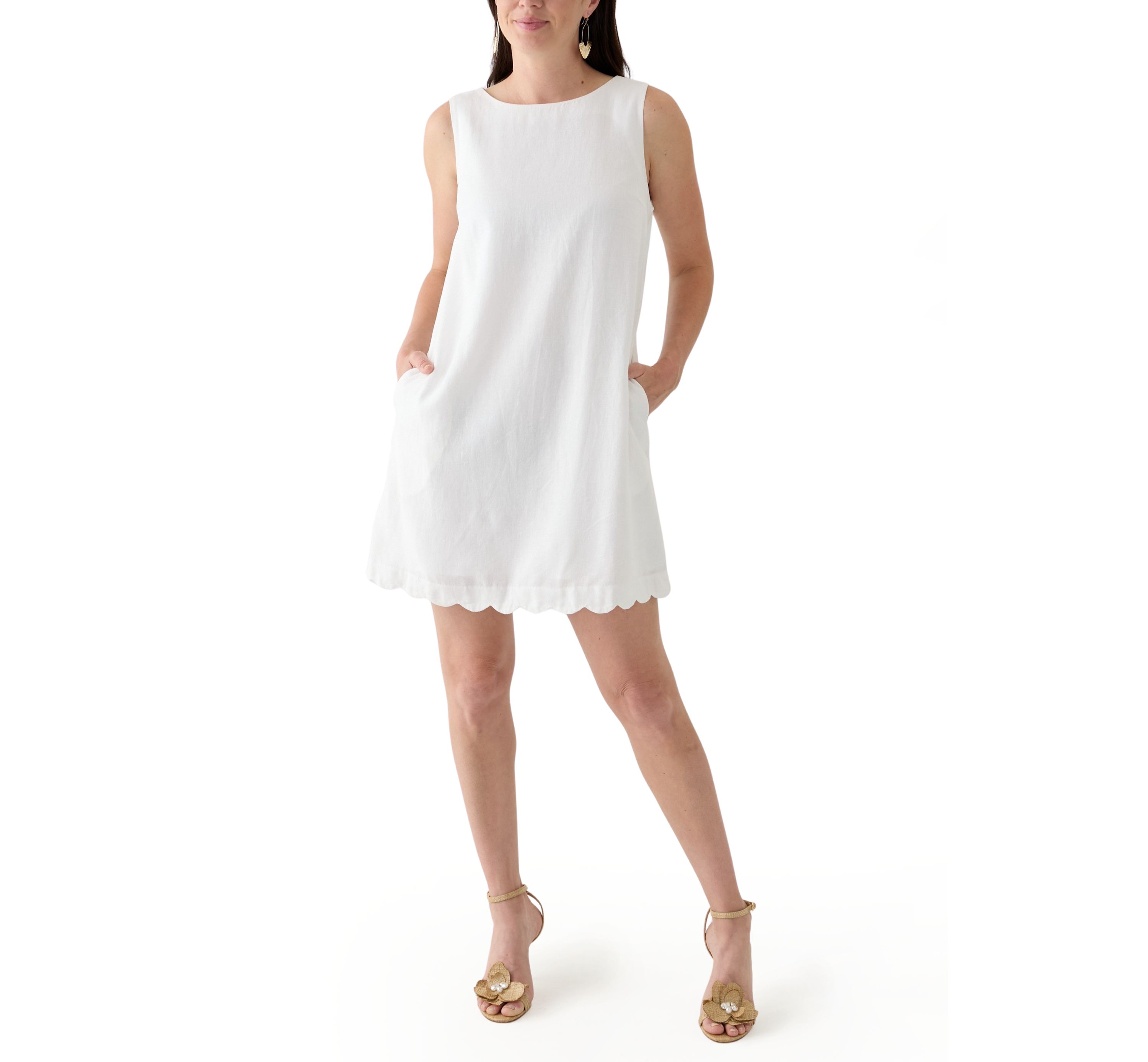 Womens Sleeveless Scallop Back Dress