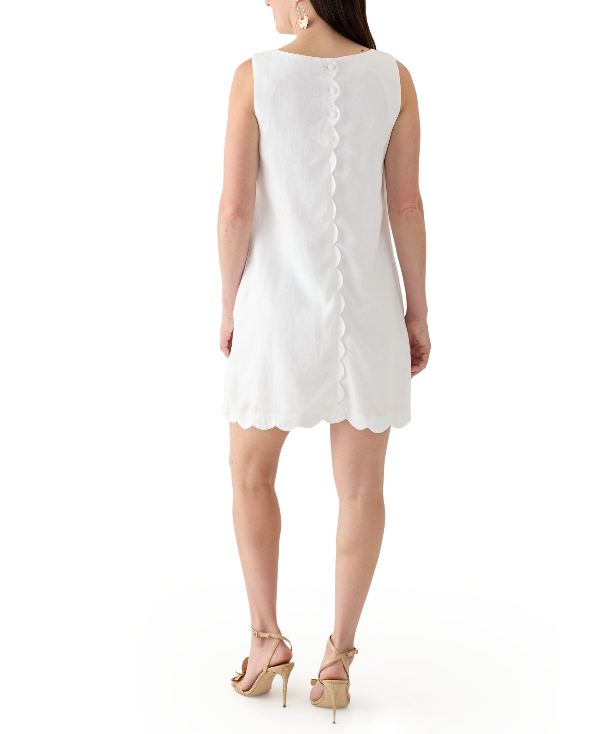 Womens Sleeveless Scallop Back Dress