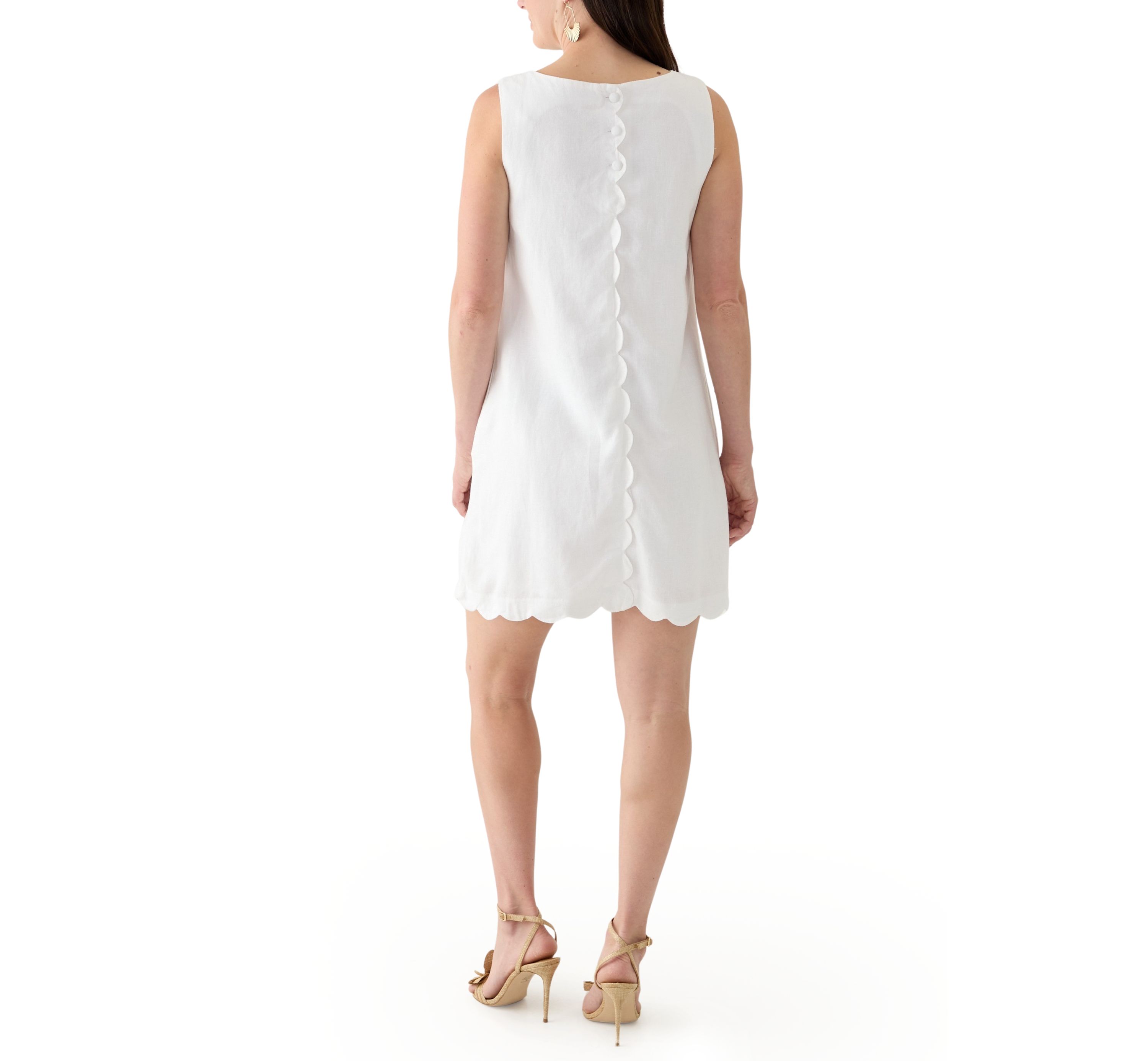 Womens Sleeveless Scallop Back Dress