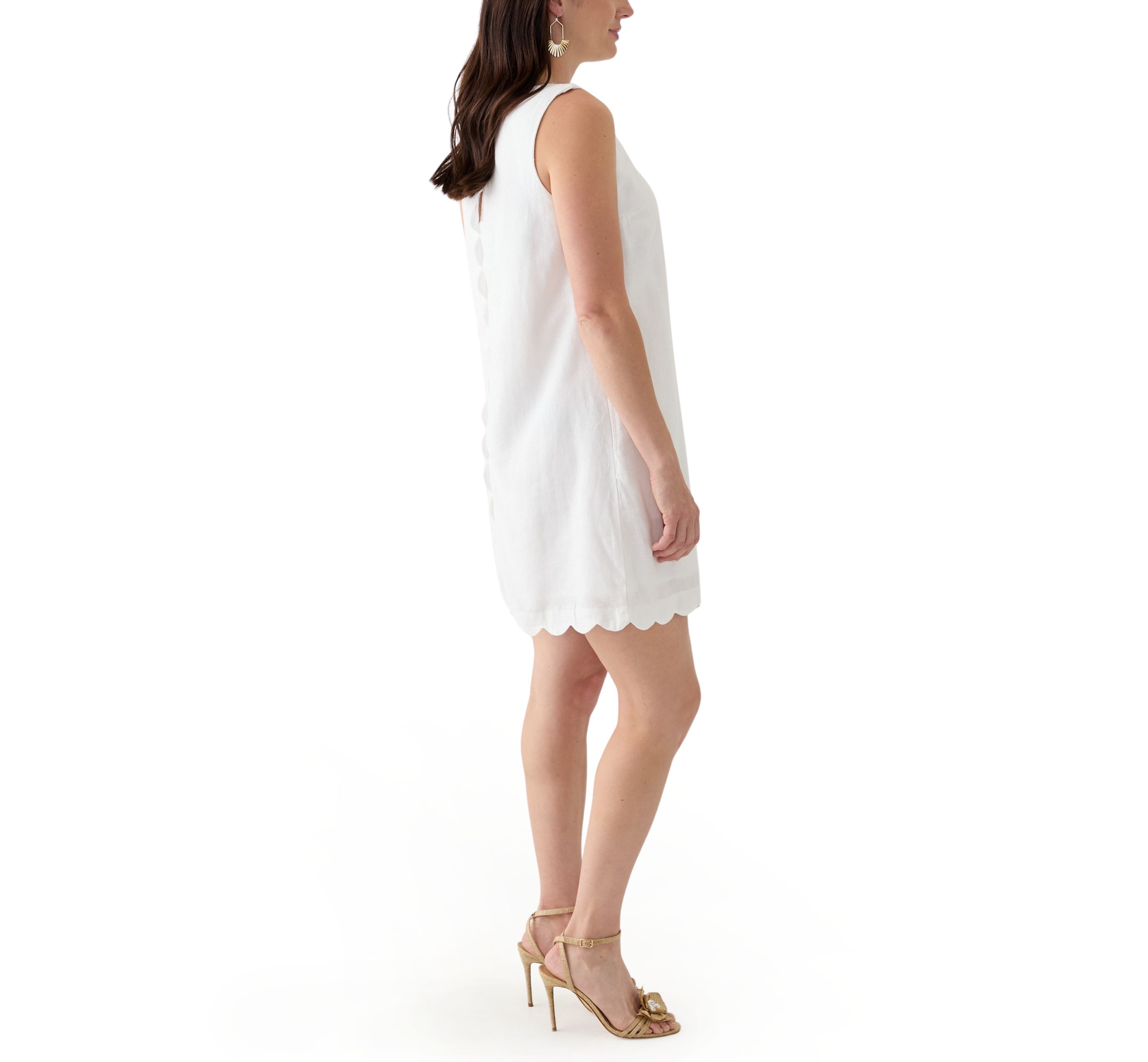 Womens Sleeveless Scallop Back Dress
