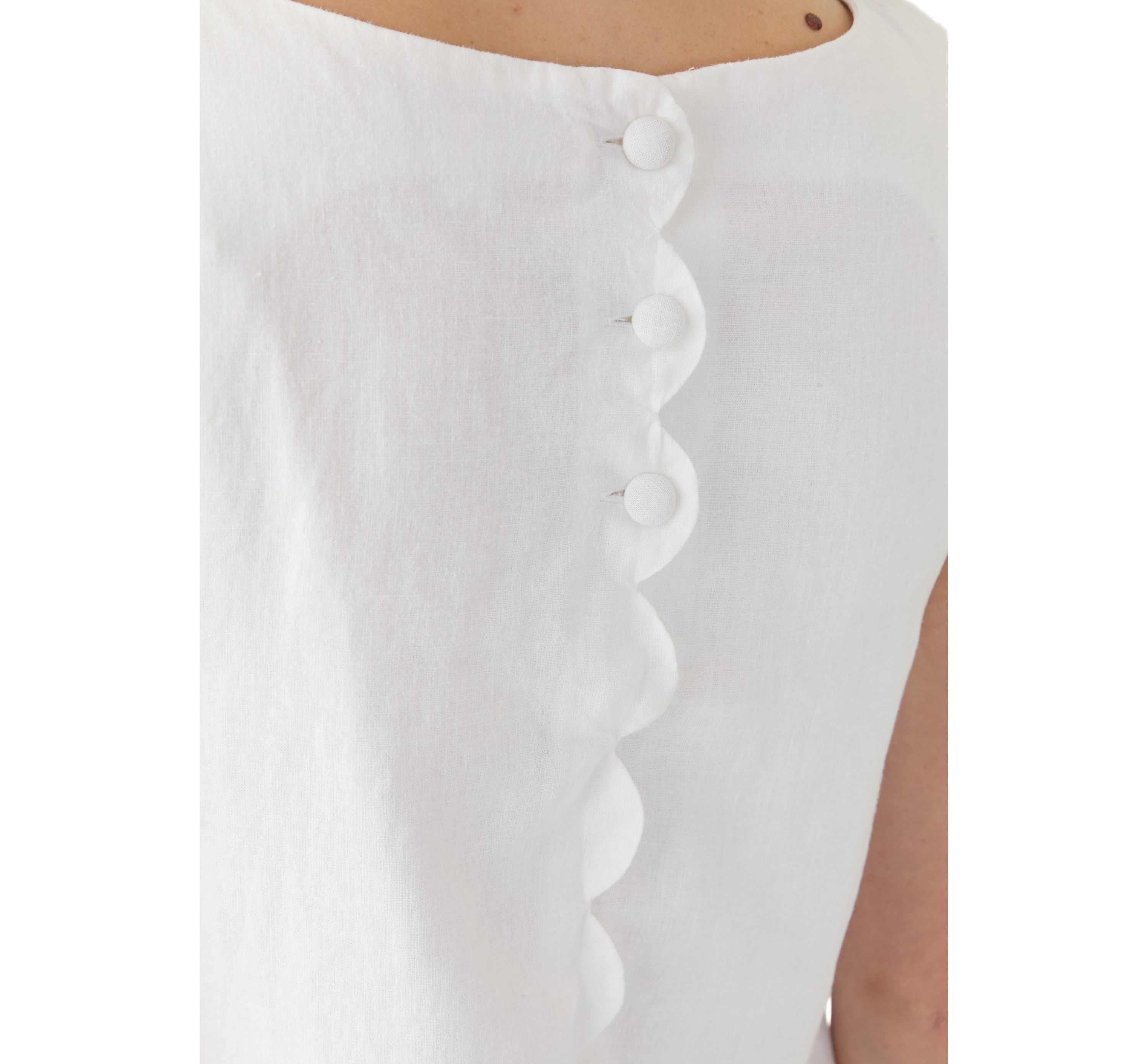 Womens Sleeveless Scallop Back Dress