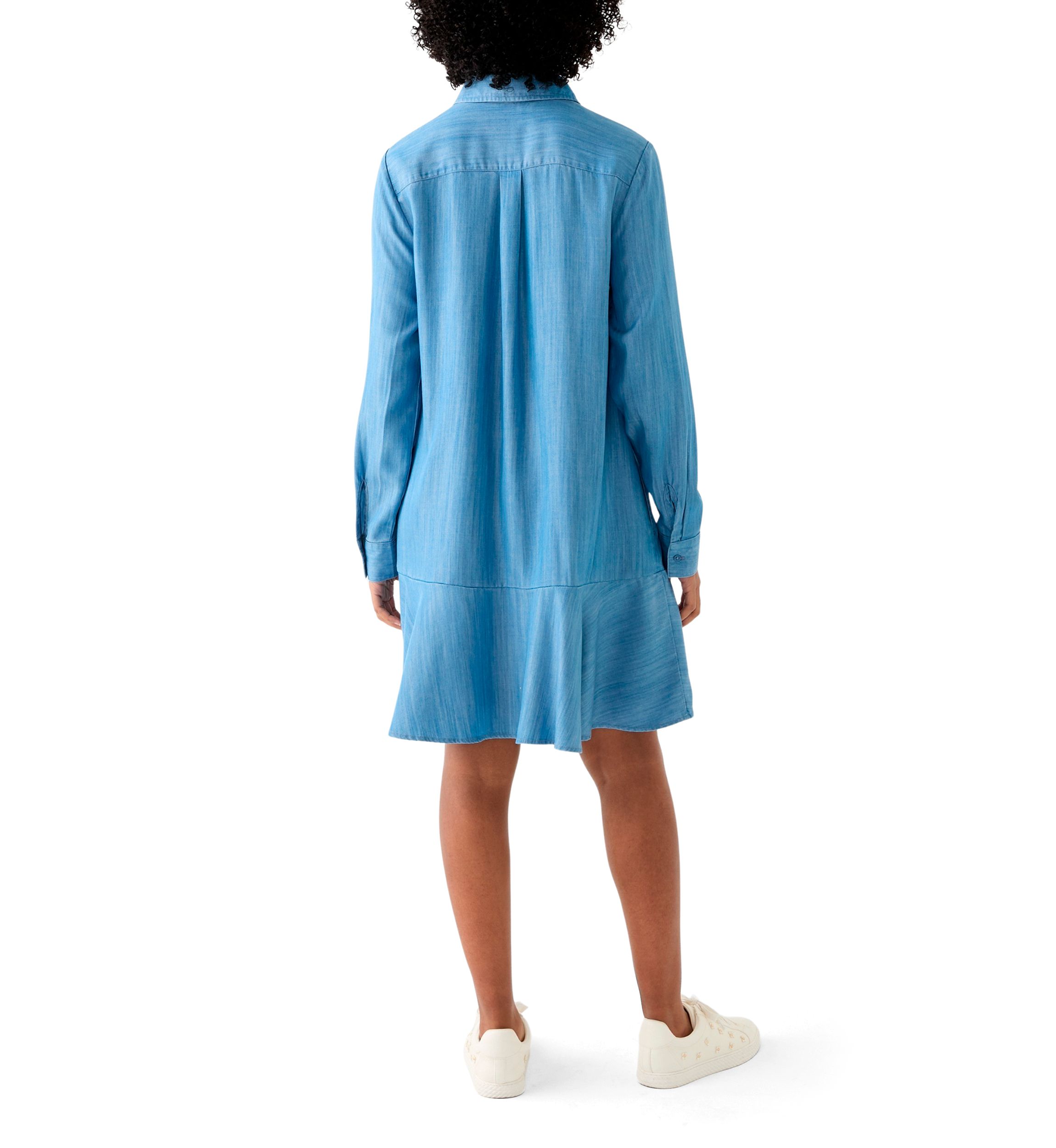 Womens Long Sleeve Flounce Shirtdress