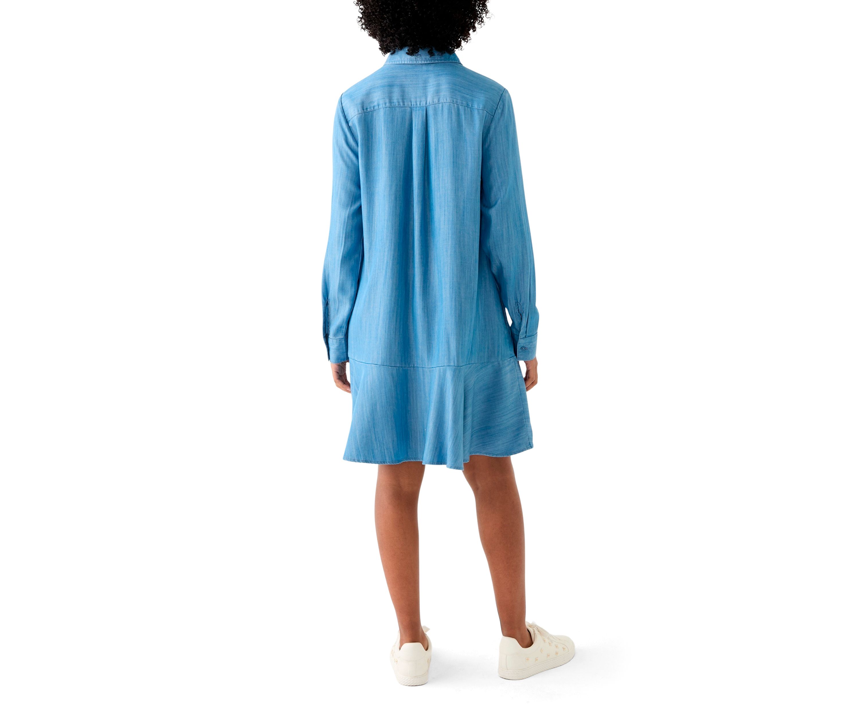 Womens Long Sleeve Flounce Shirtdress