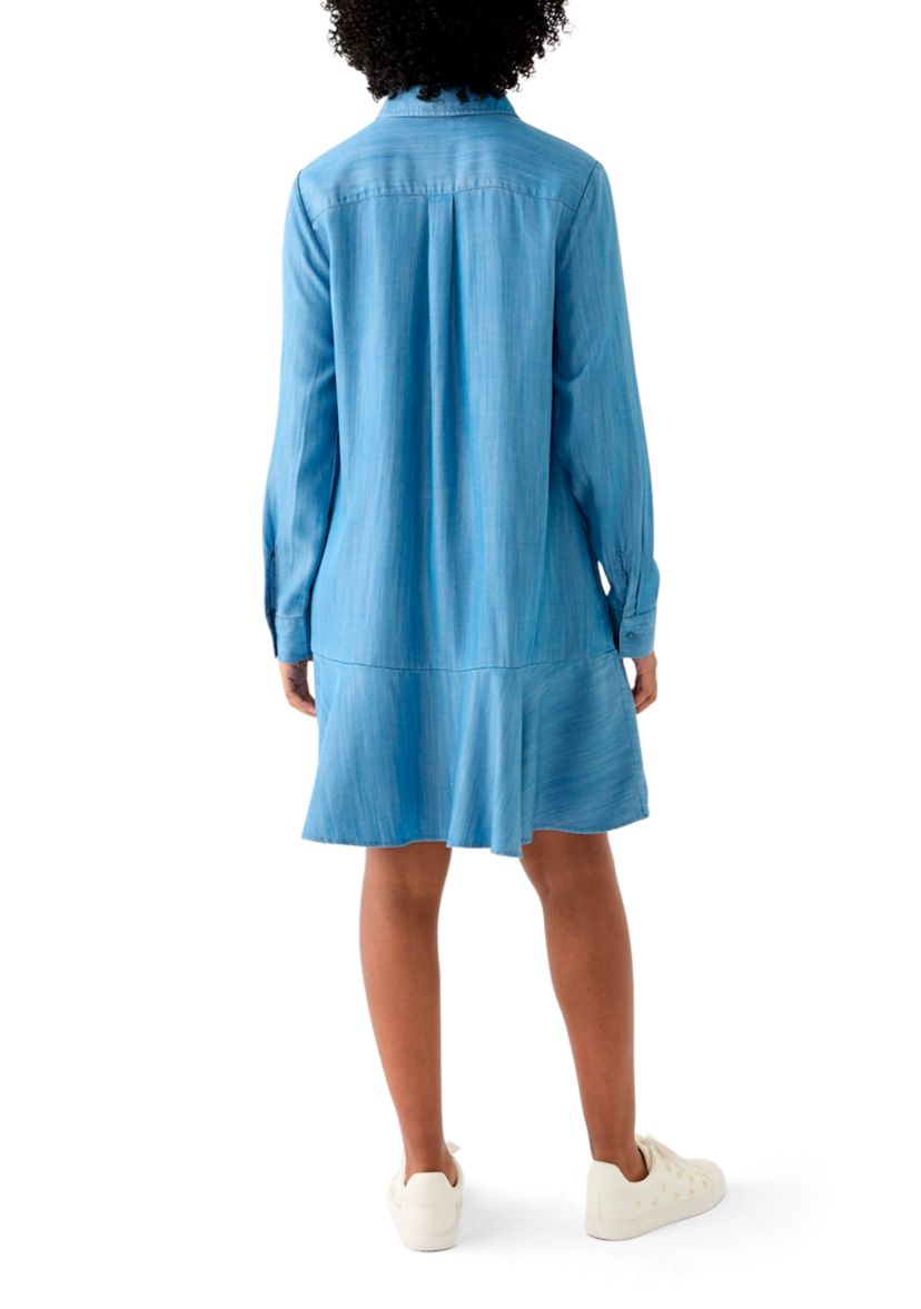 Womens Long Sleeve Flounce Shirtdress