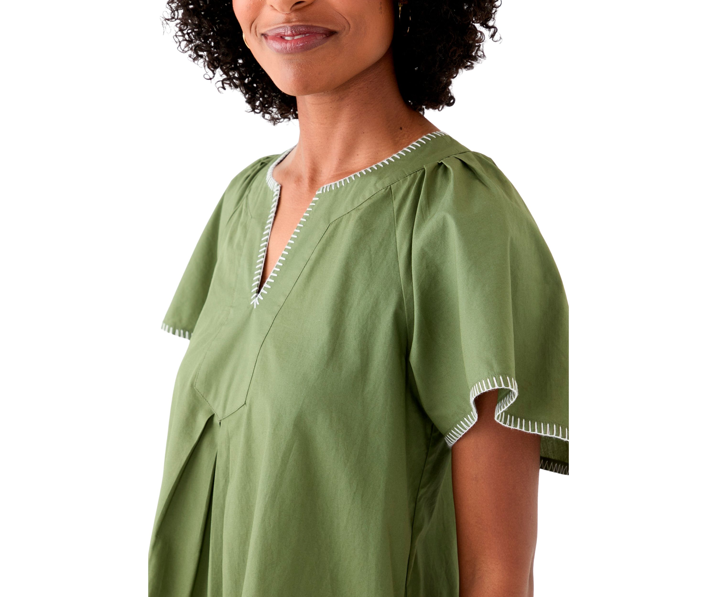 Womens Flutter Sleeve Split Neck Dress