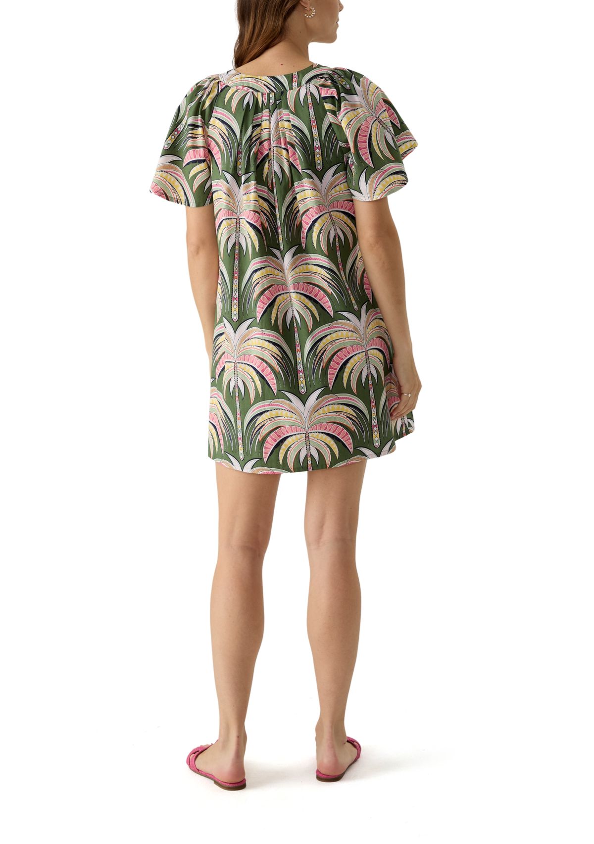 Womens Split Neck Printed Dress