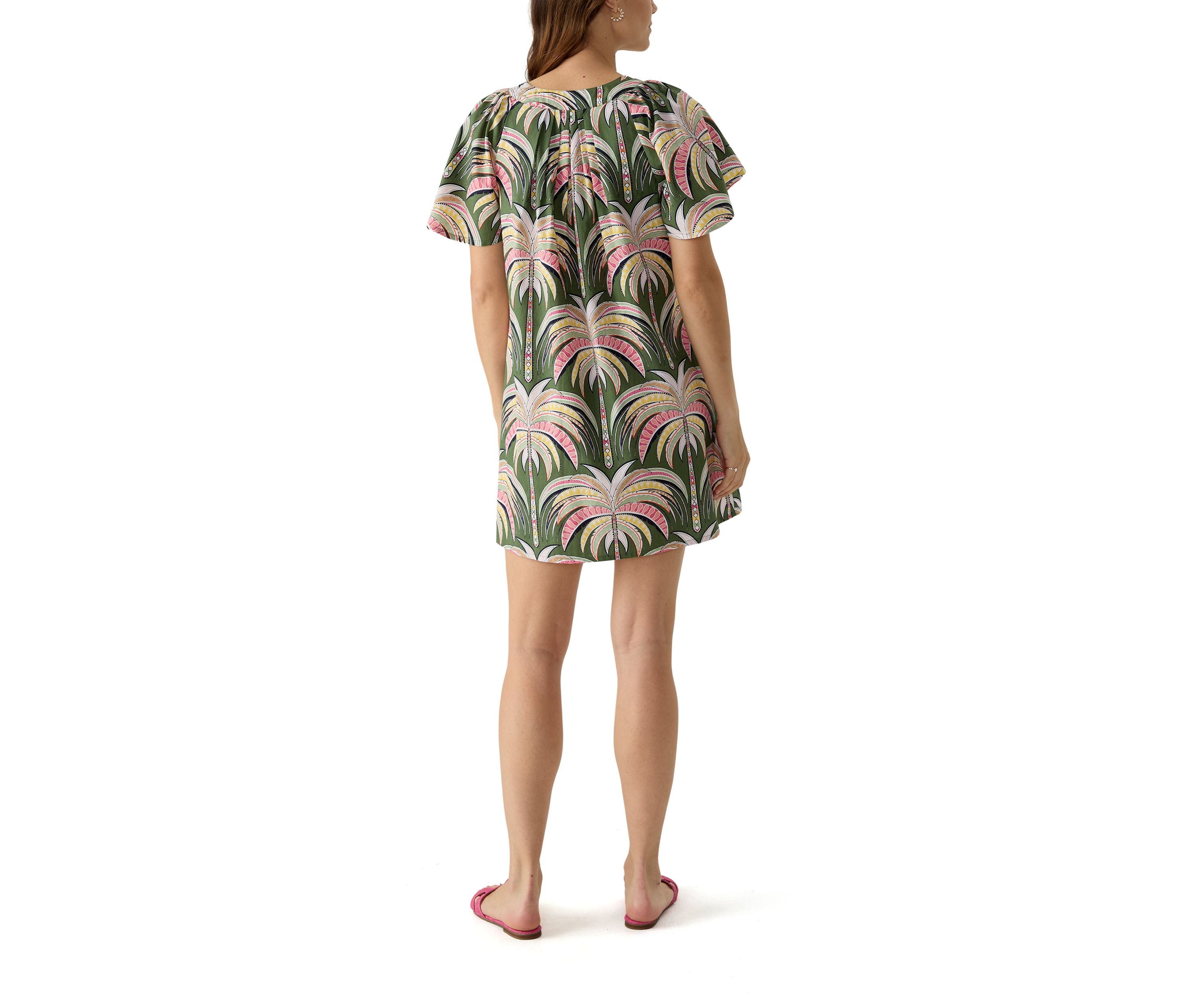 Womens Split Neck Printed Dress