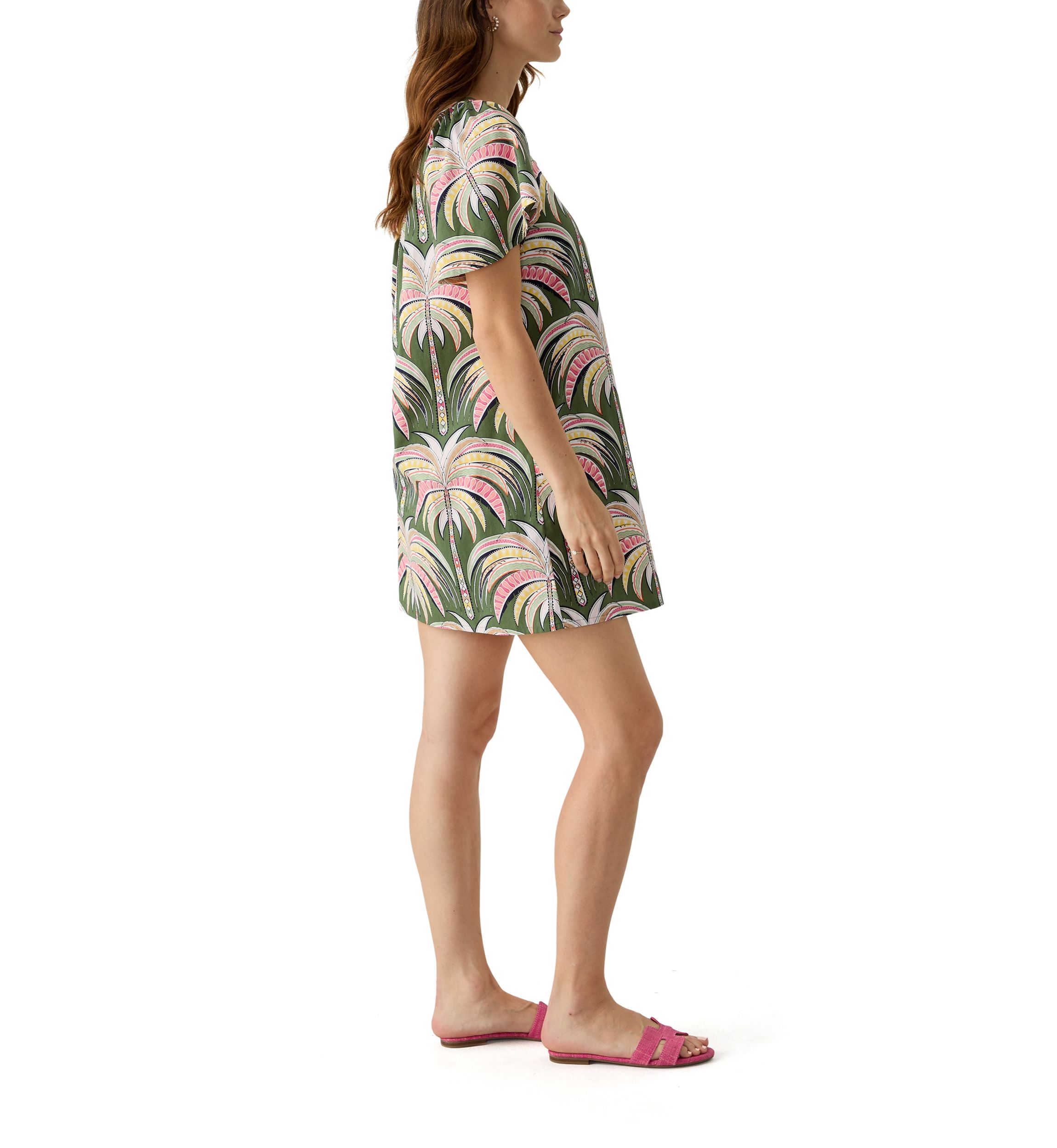 Womens Split Neck Printed Dress