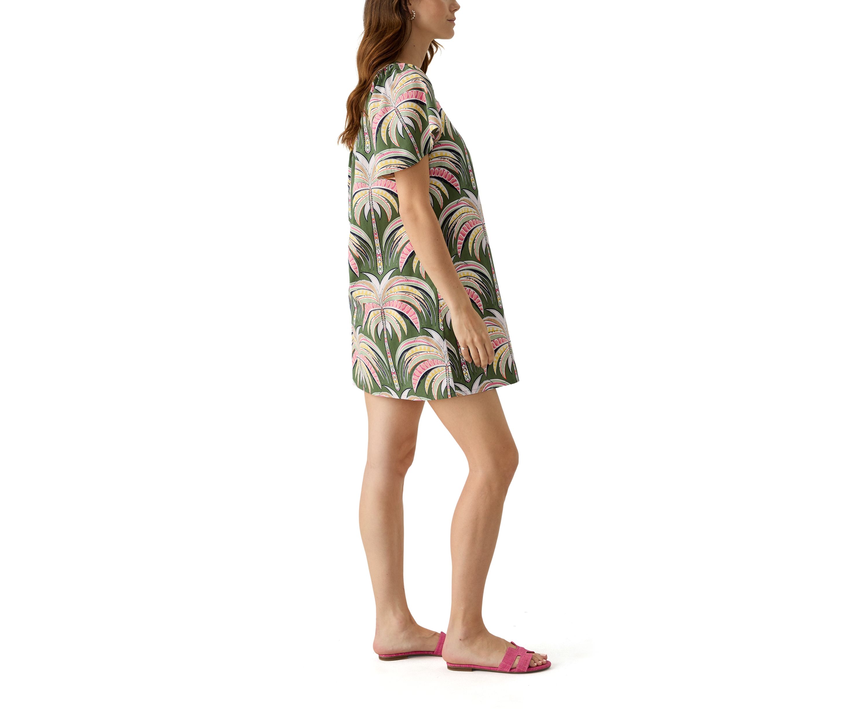 Womens Split Neck Printed Dress