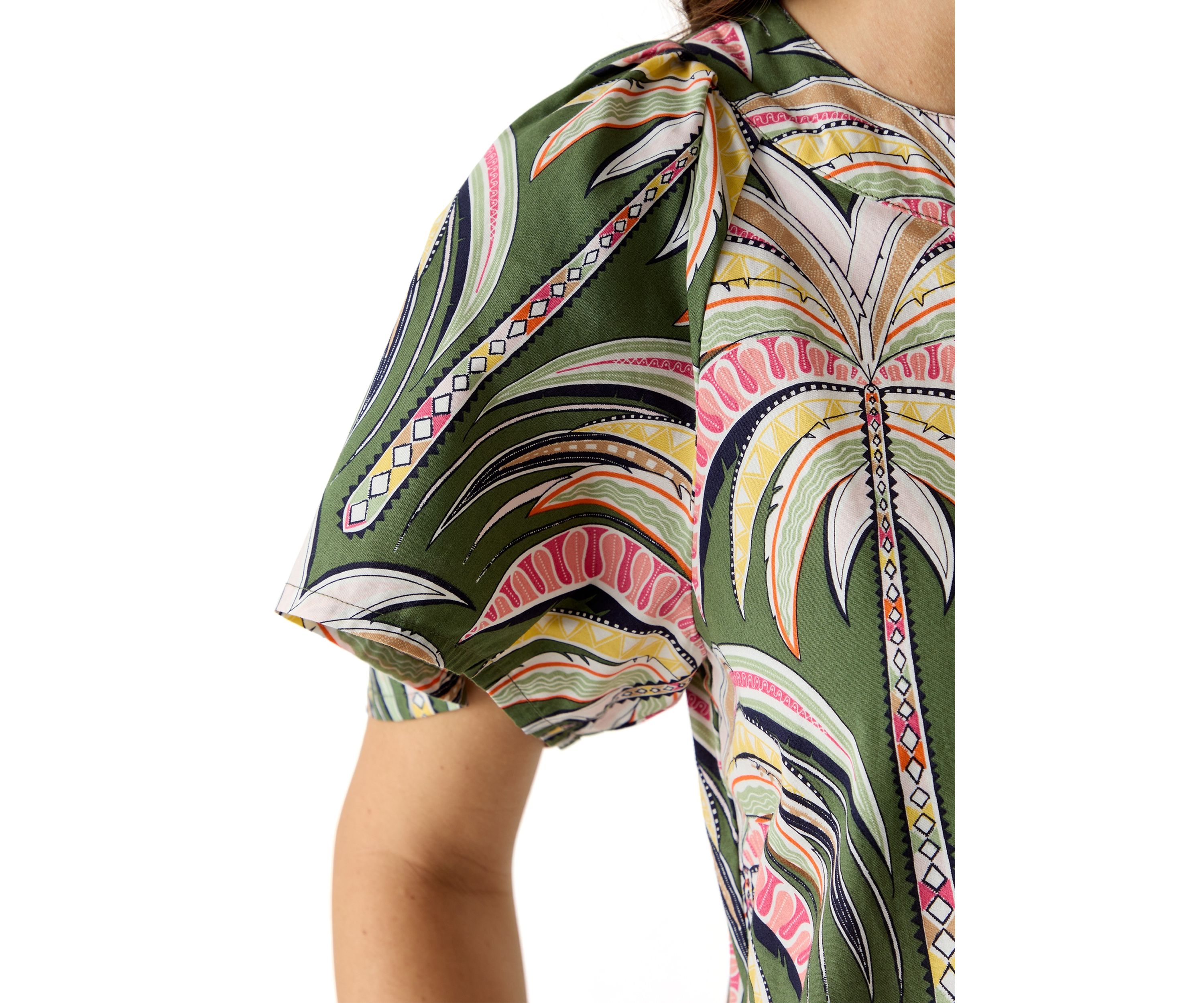 Womens Split Neck Printed Dress