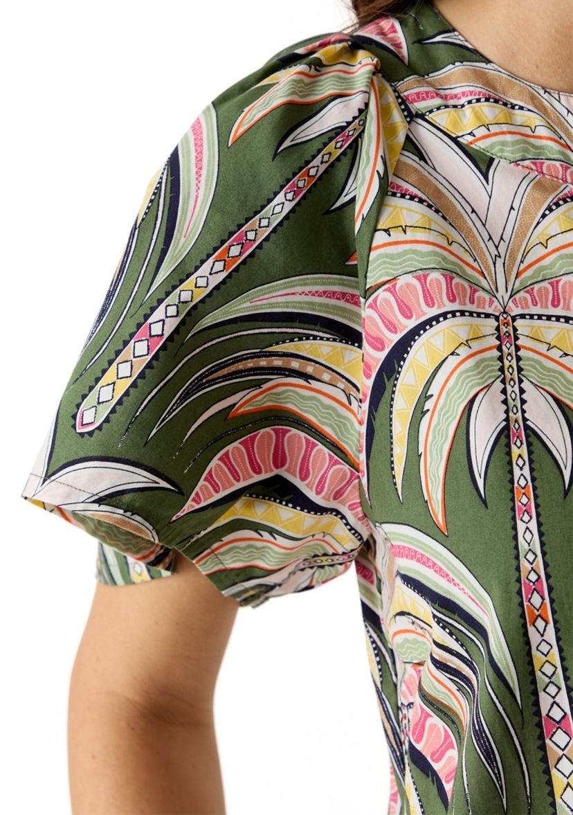 Womens Split Neck Printed Dress