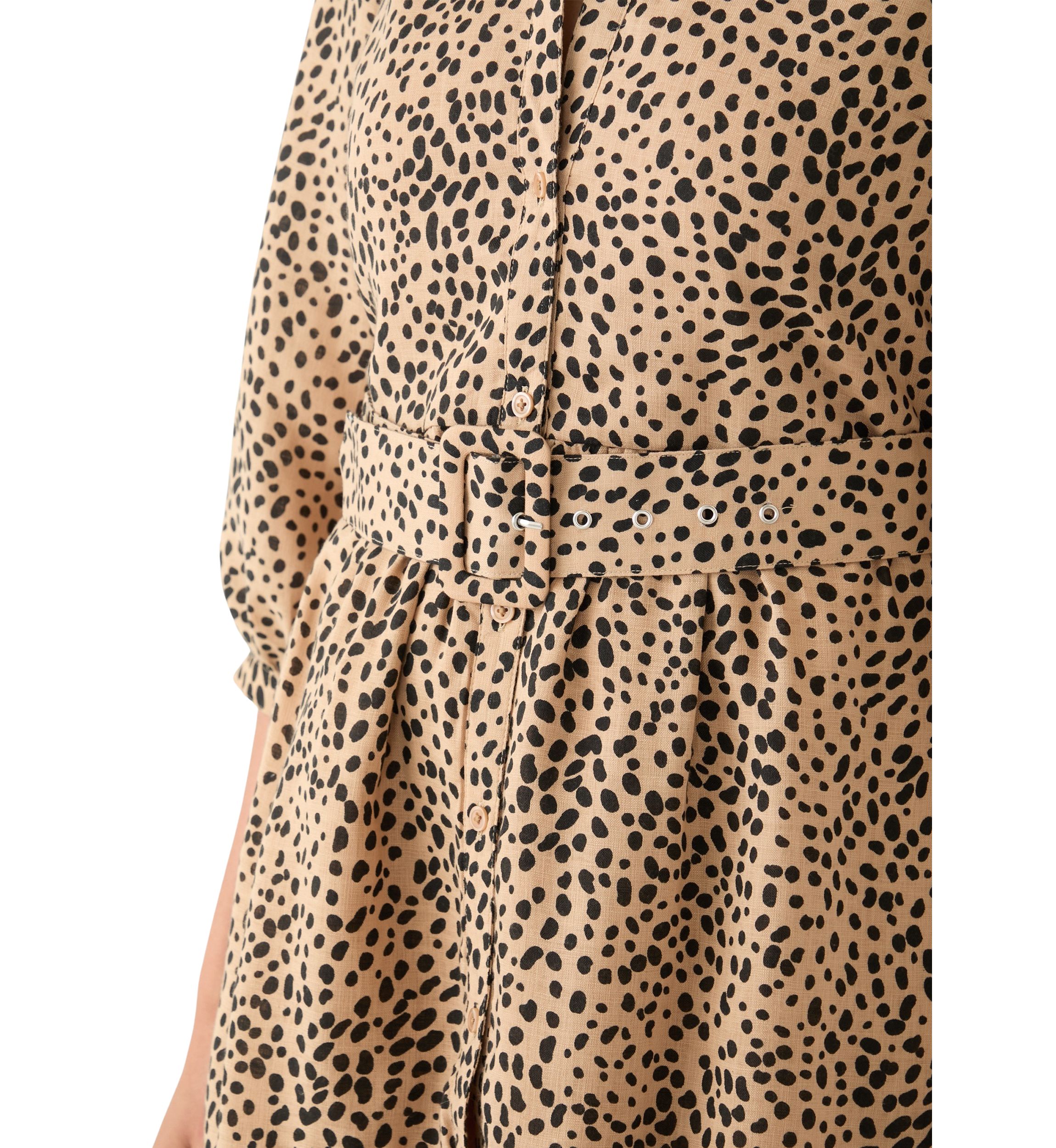 Womens 3/4 Bell Sleeve Printed Belted Dress