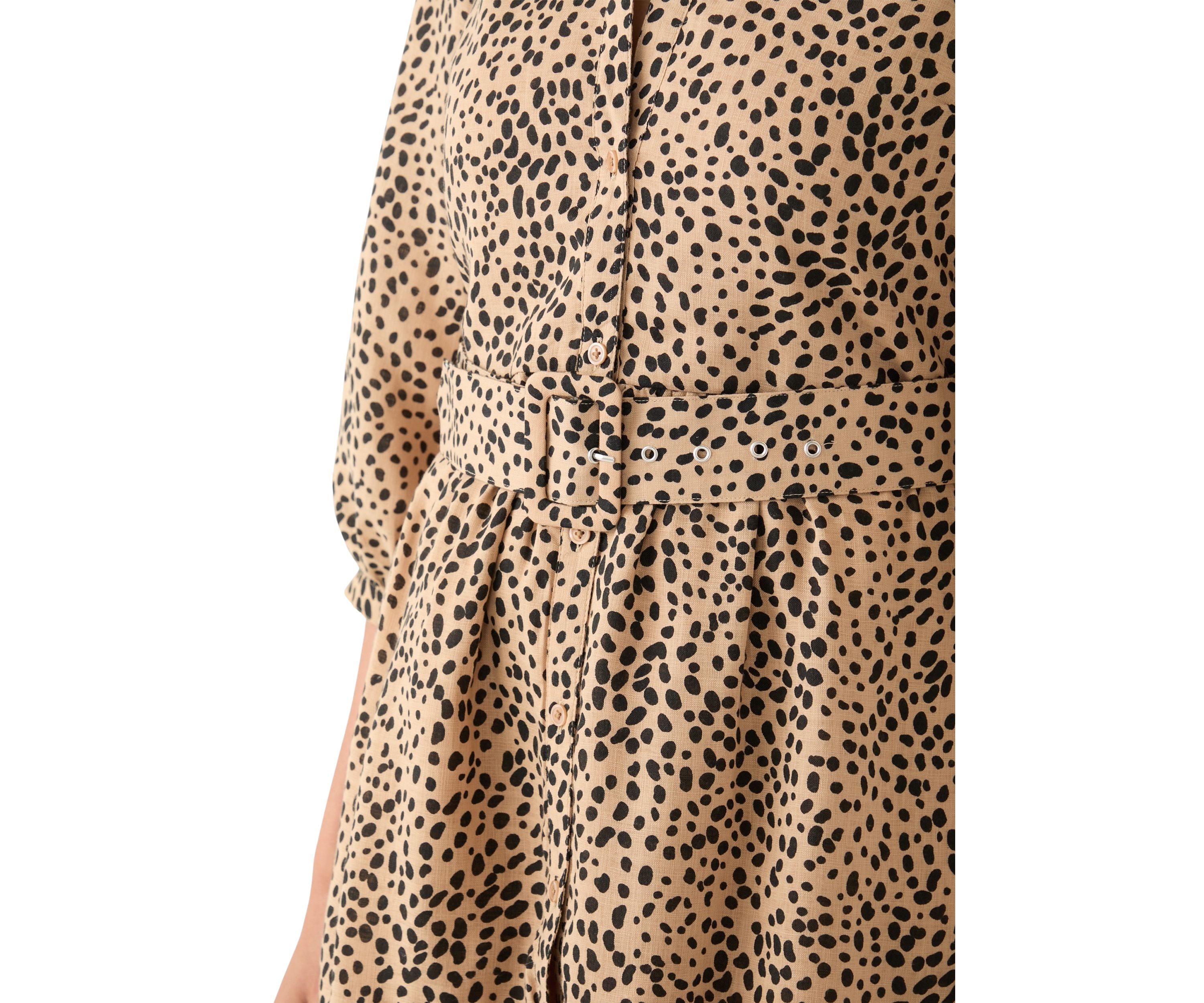 Womens 3/4 Bell Sleeve Printed Belted Dress