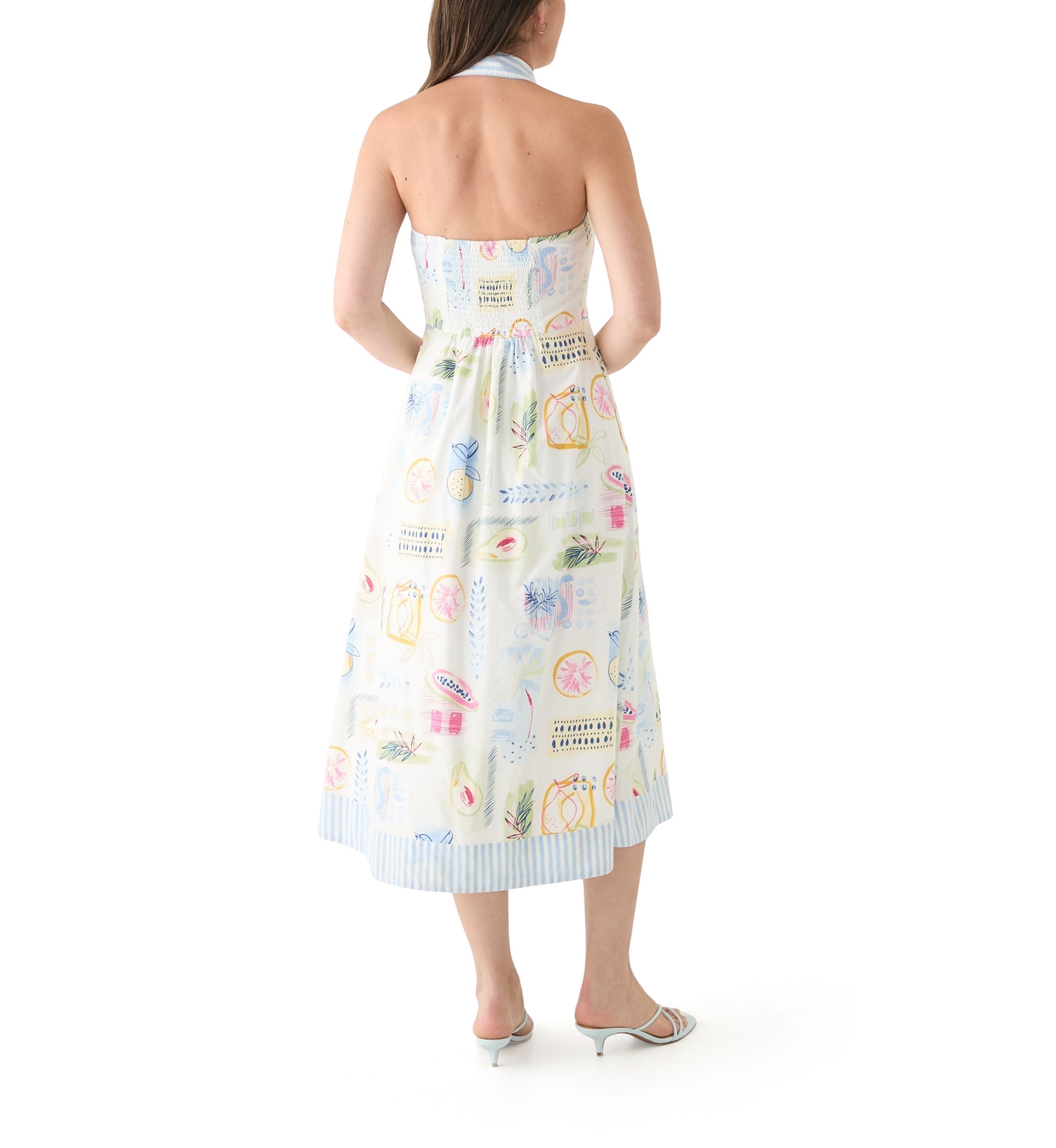 Womens Sleeveless Printed Halter Shirtdress