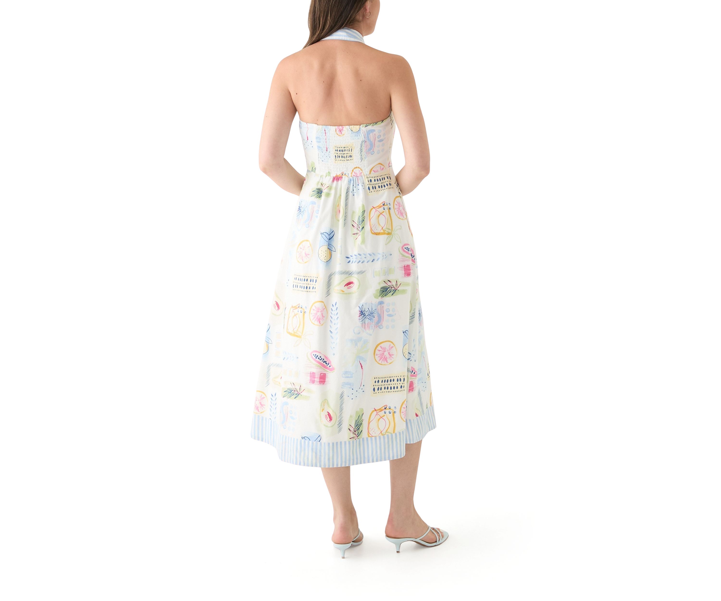 Womens Sleeveless Printed Halter Shirtdress