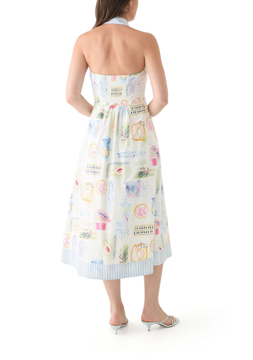 Womens Sleeveless Printed Halter Shirtdress
