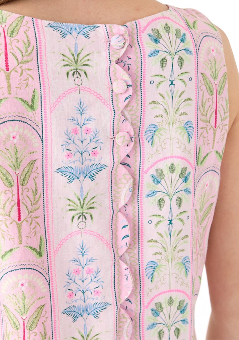 Womens Sleeveless Scallop Back Printed Dress