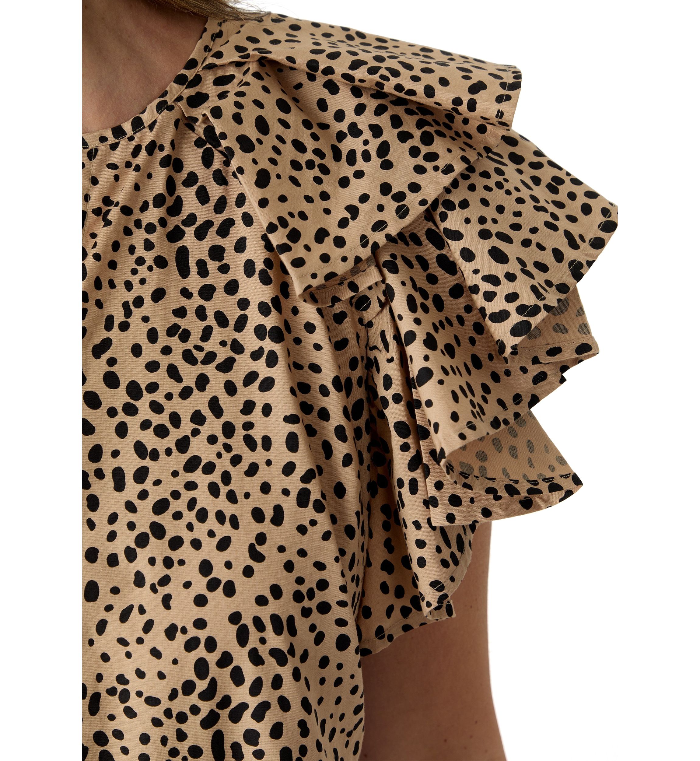Womens Ruffle Sleeve Printed Midi Dress