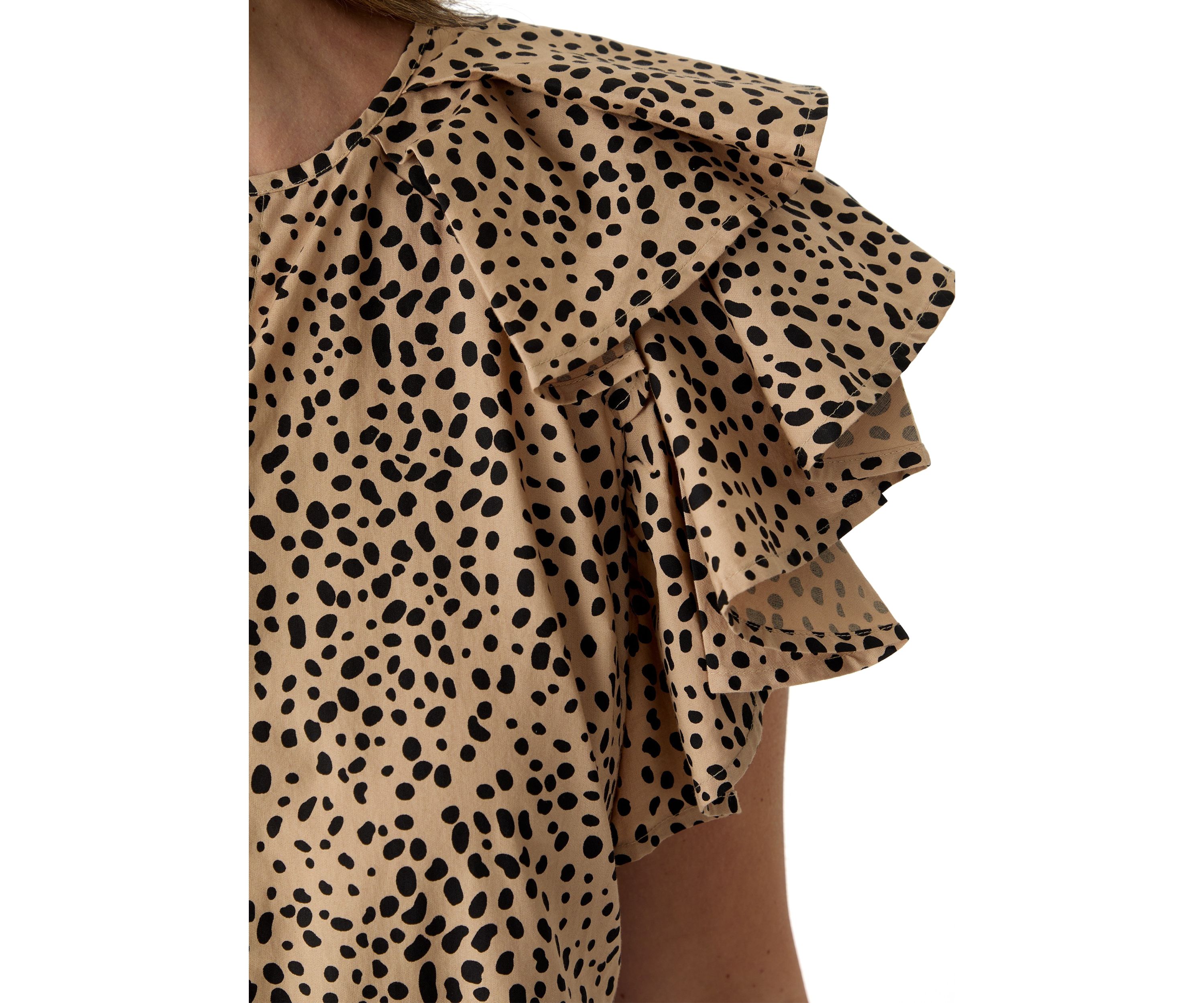 Womens Ruffle Sleeve Printed Midi Dress