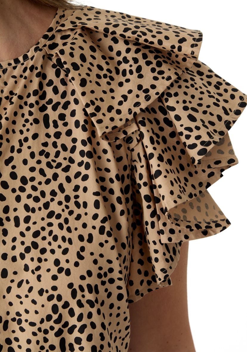 Womens Ruffle Sleeve Printed Midi Dress