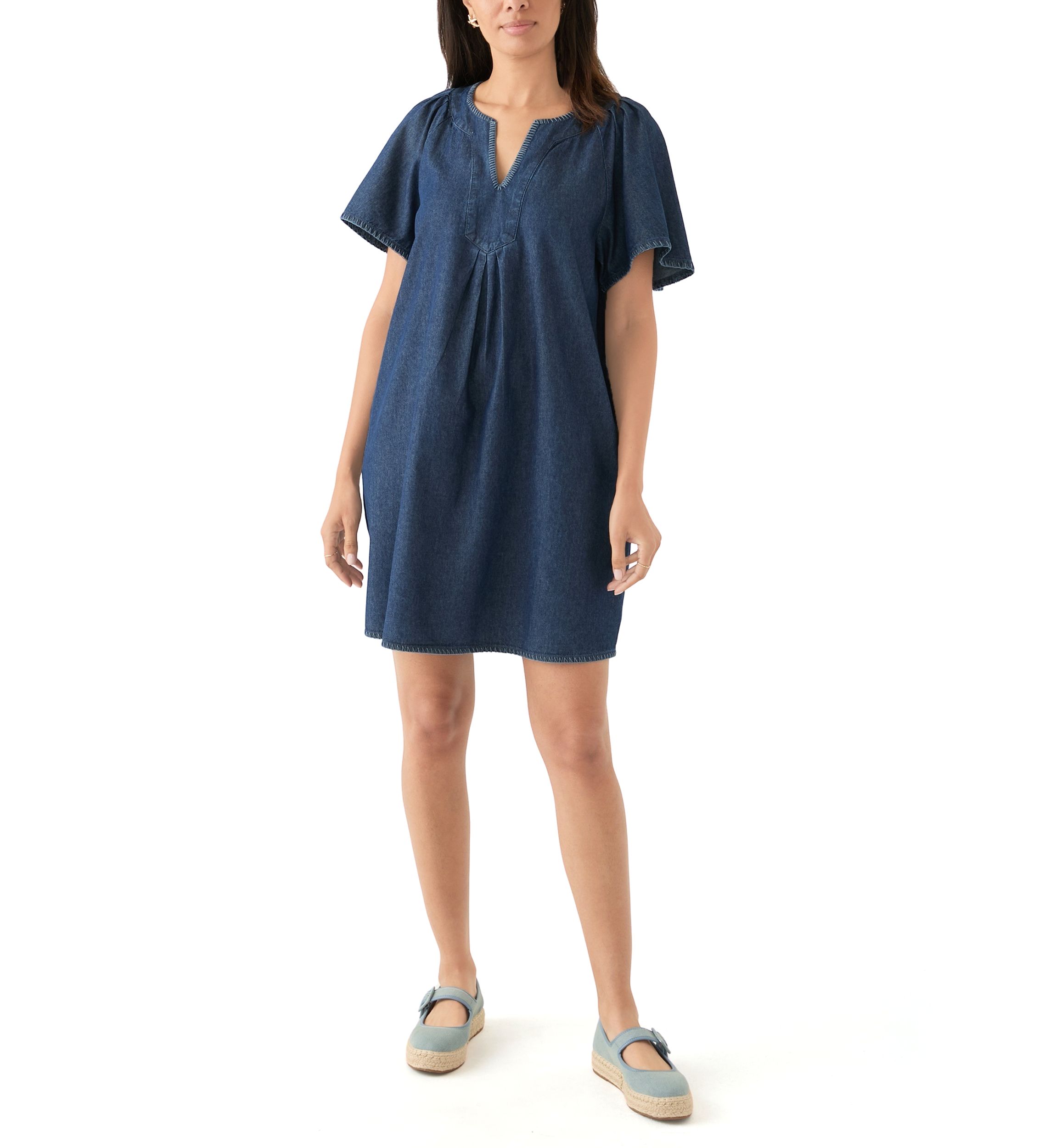 Womens Split Neck Printed Dress